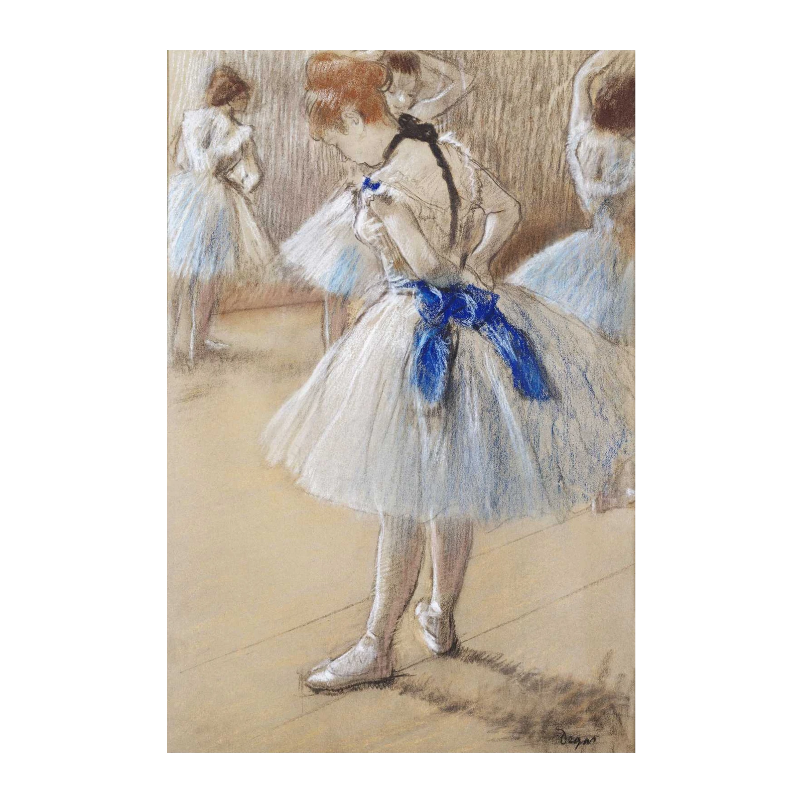 Elegant Dancers Blue Bow Ballerina Wall Art
