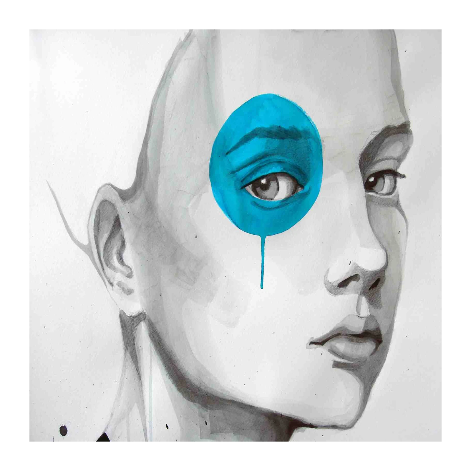 Abstract Teal Eye Portrait Wall Art