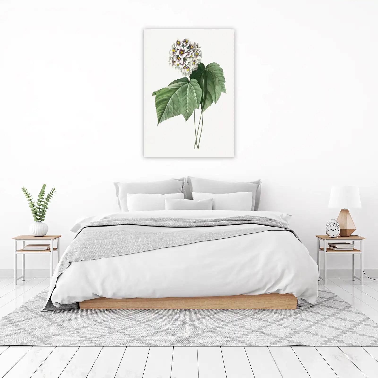 Botanical White Flower & Leaf Wall Art