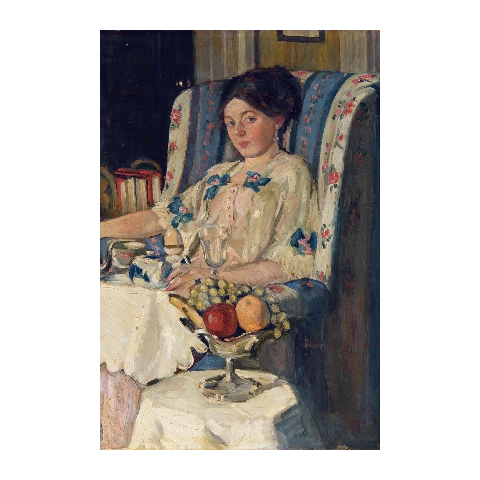 Elegant Portrait with Fruit Still Life Wall Art