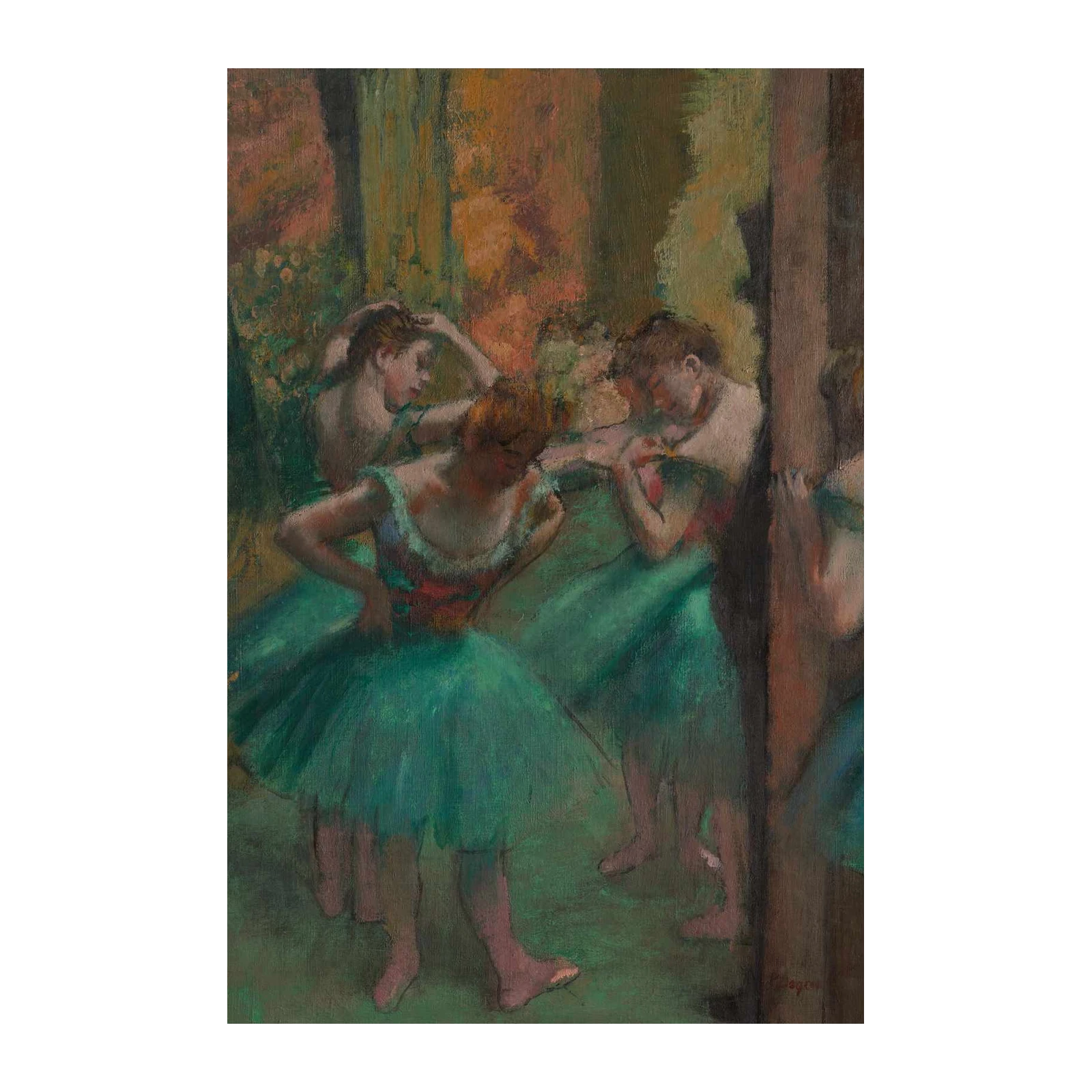 Ballet Dancers Green Tulle Wall Art