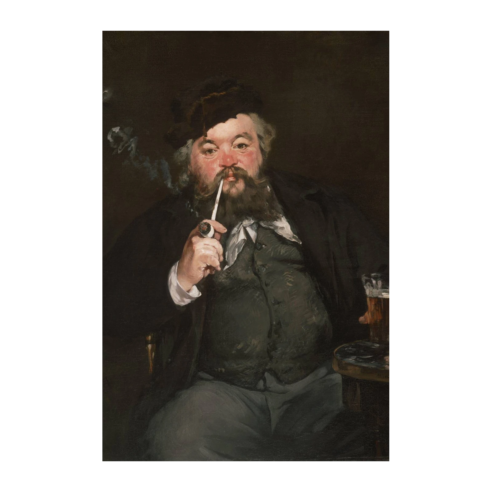 Man Smoking Pipe & Beer Portrait Wall Art