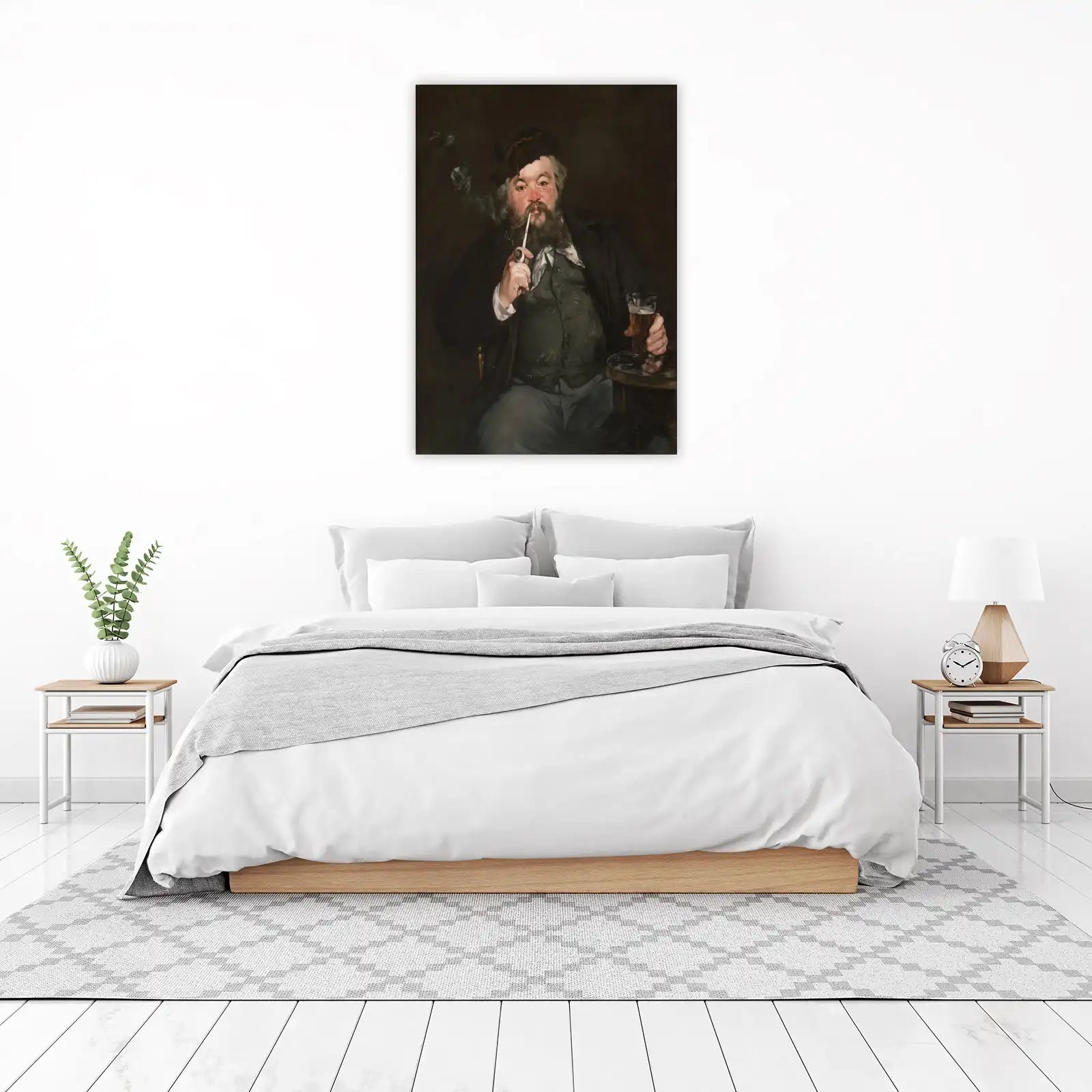 Man Smoking Pipe & Beer Portrait Wall Art