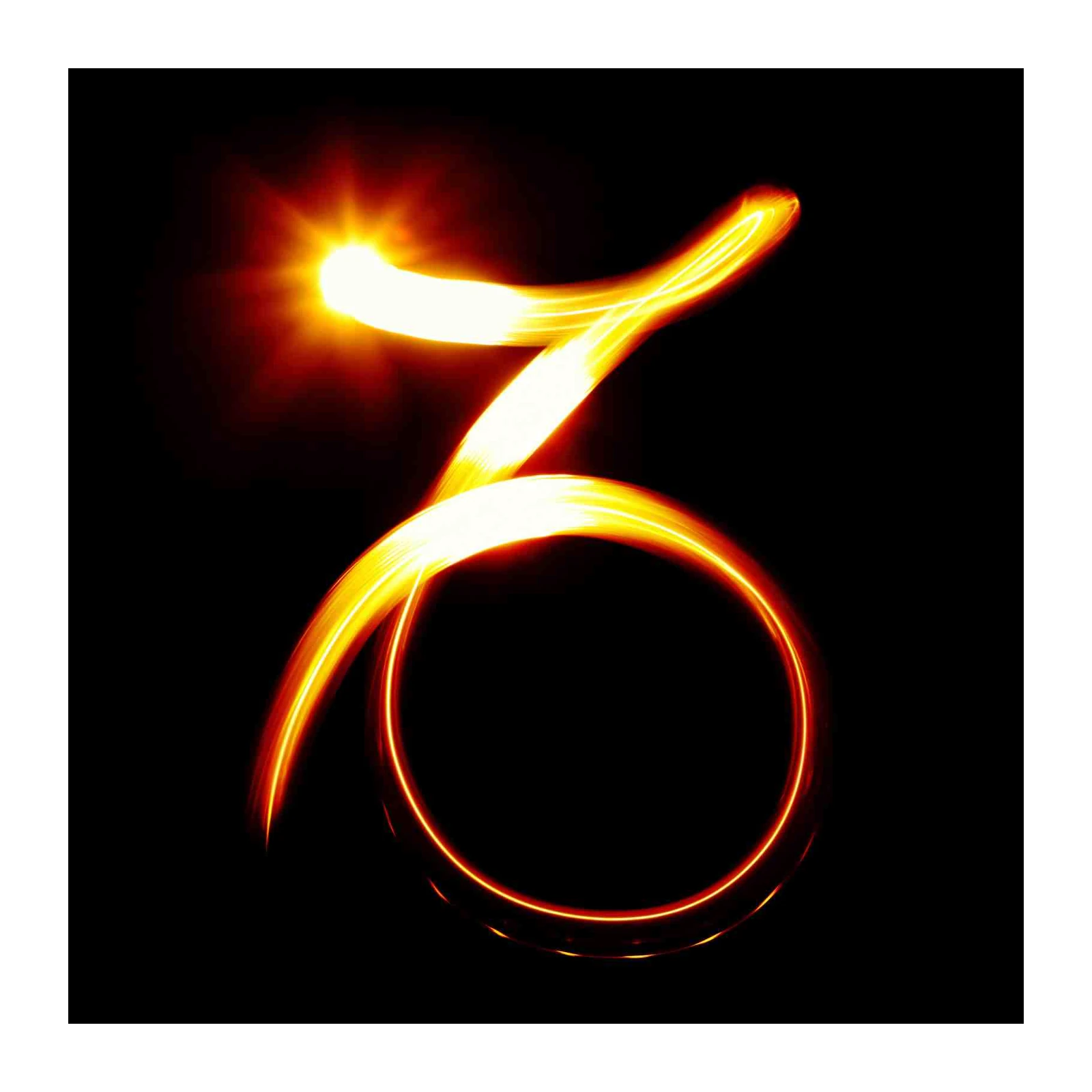 Fiery Capricorn Symbol Light Painting Wall Art