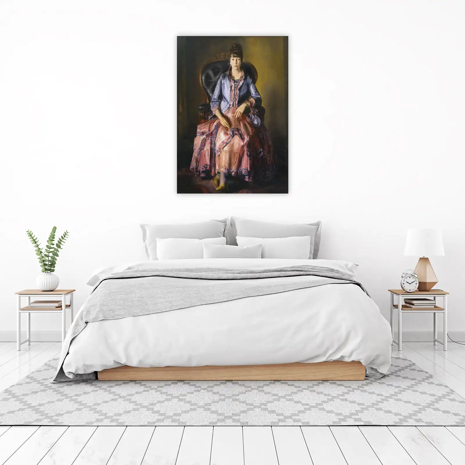 Elegant Portrait Lady Seated Oil Painting Wall Art