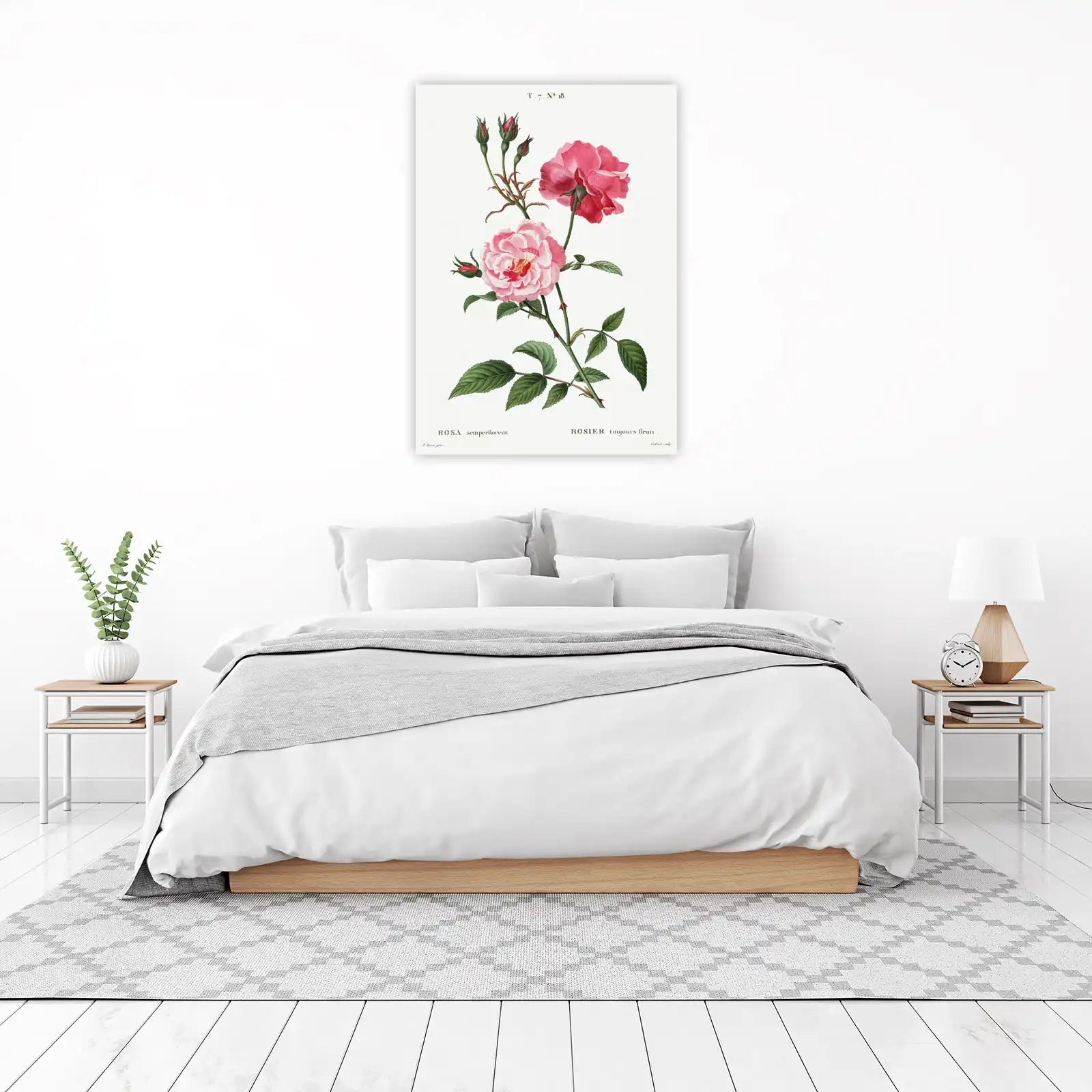 Vintage Pink Roses Botanical Art Wall Art