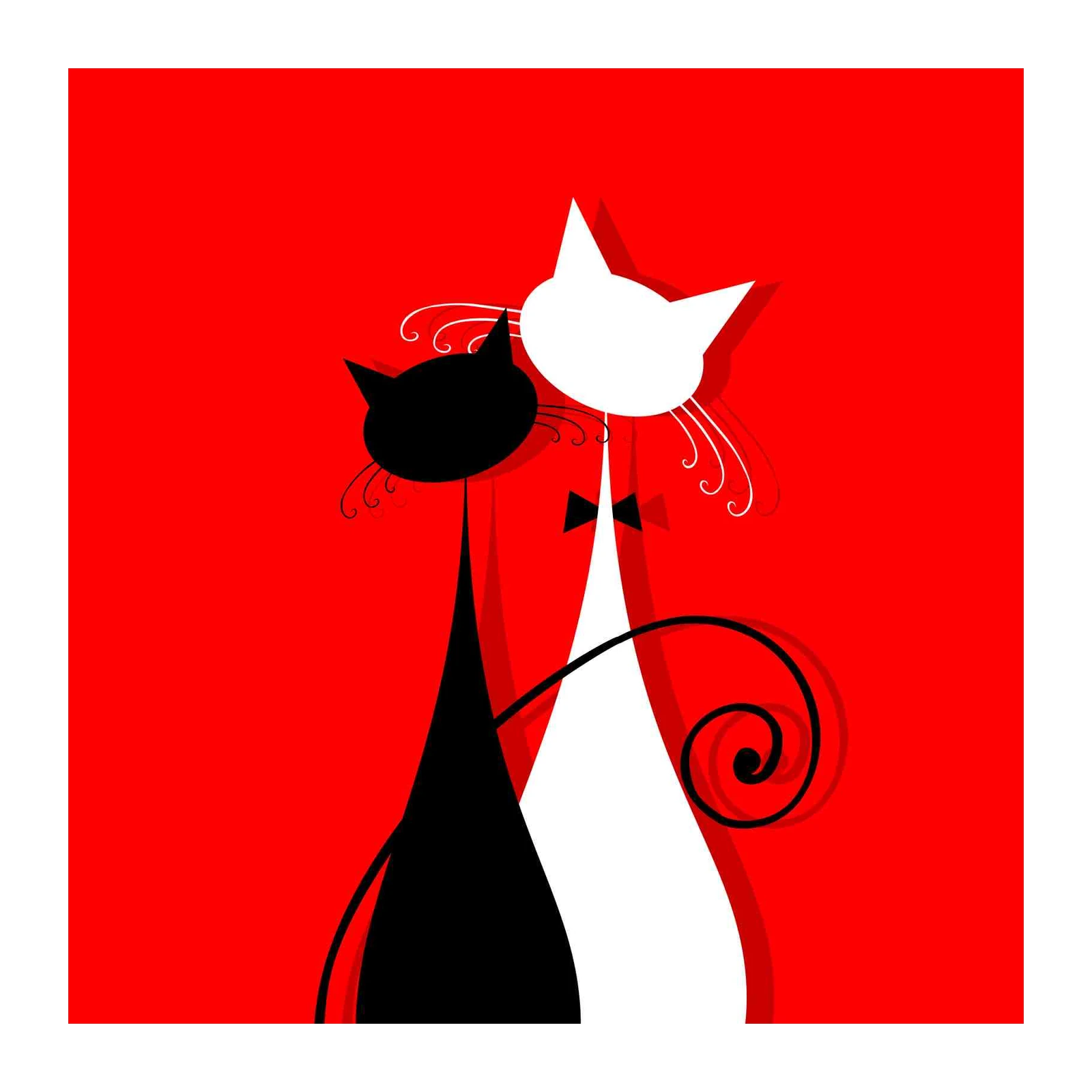 Chic Black & White Cats Wall Art