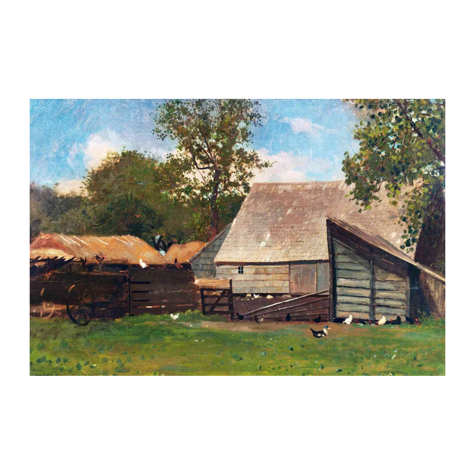 Farmyard Scene Country Chickens Wall Art