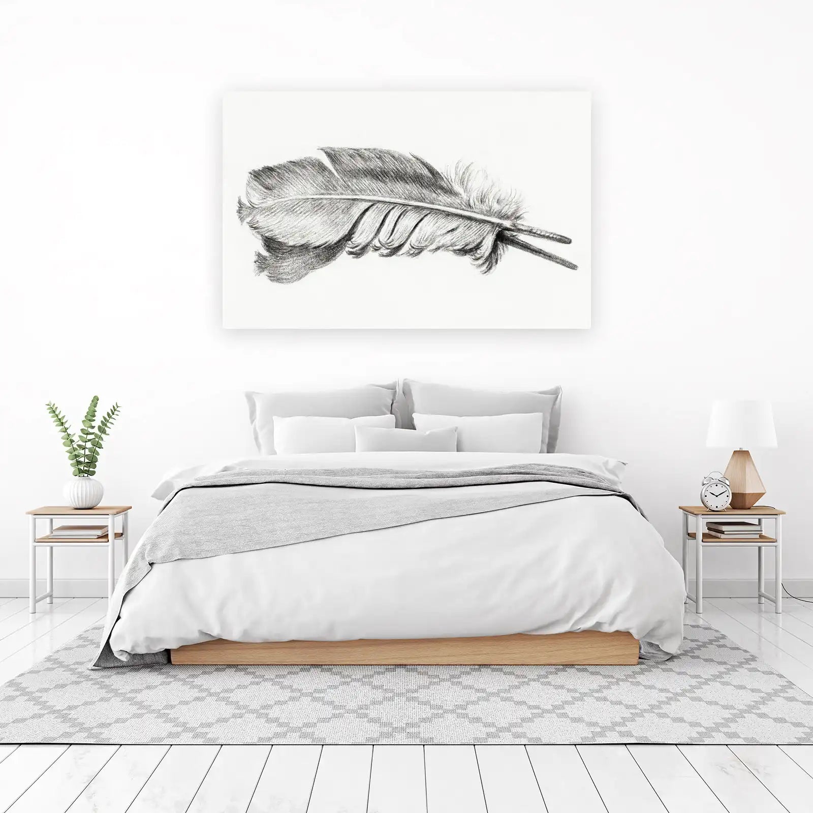 Elegant Feather Sketch Wall Art for Serene Decor