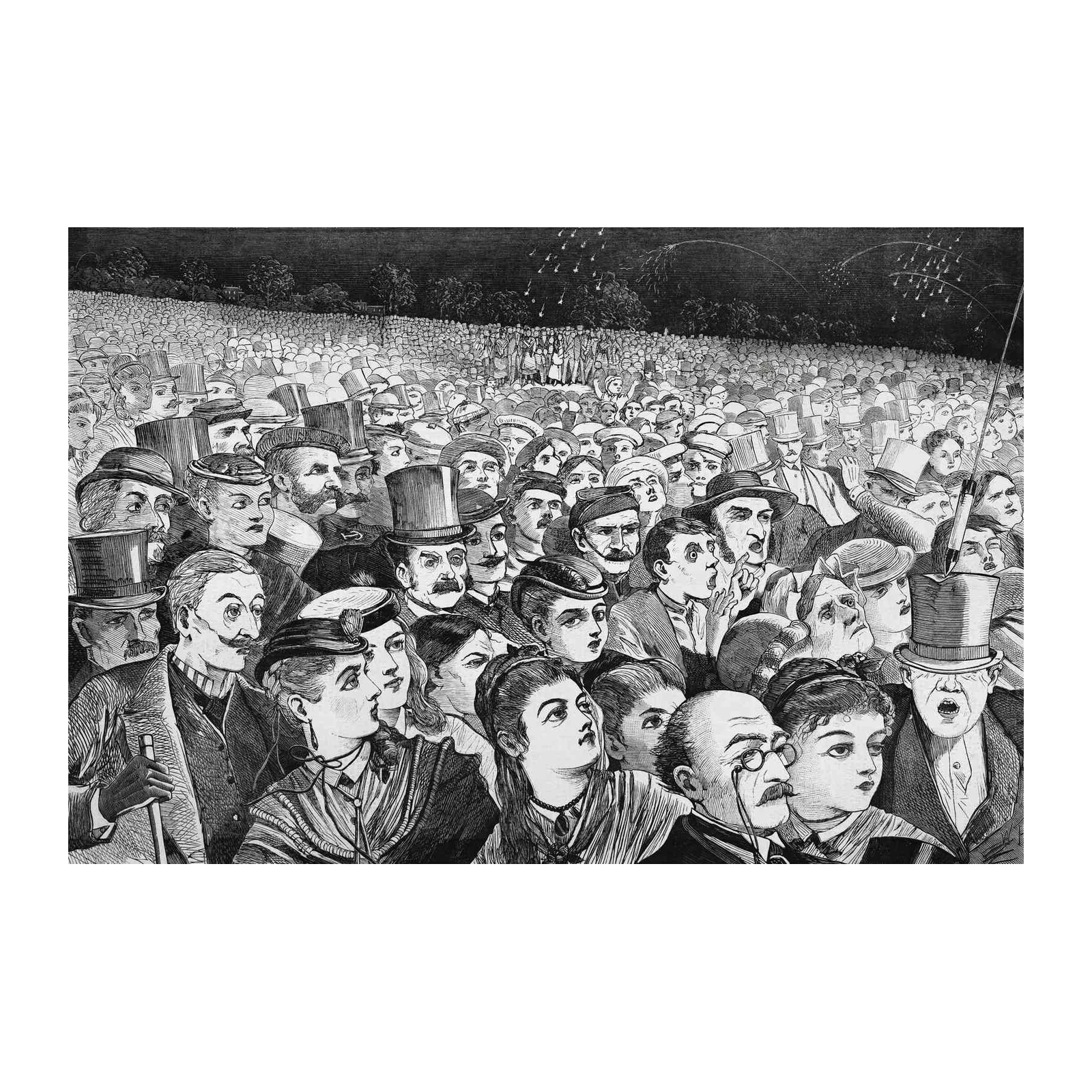 Victorian Crowd Watching Fireworks Wall Art