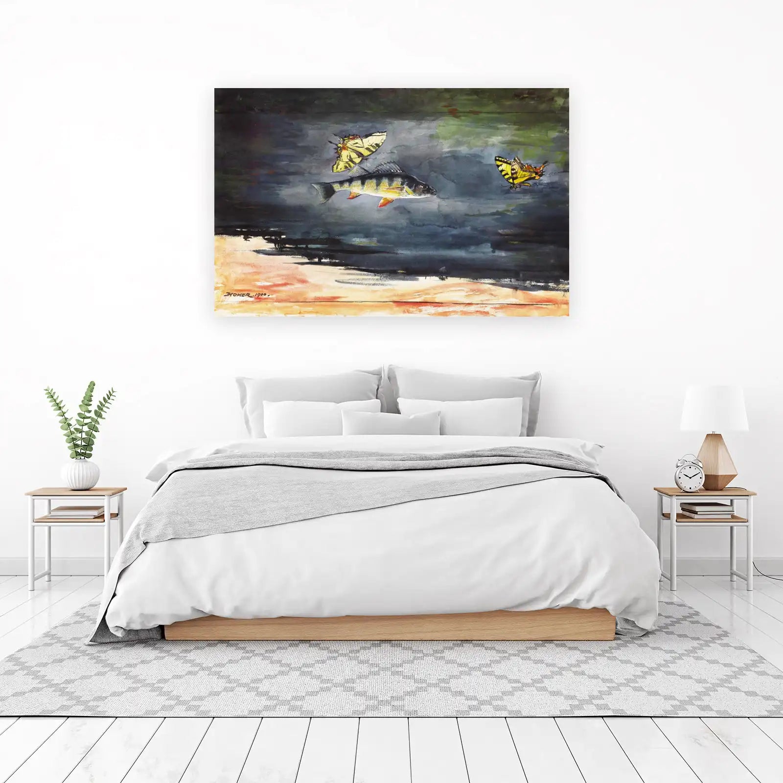 Perch and Butterflies Nature Art Wall Art