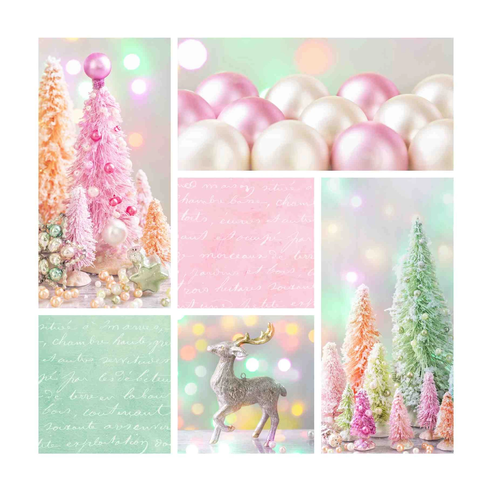 Pastel Christmas Trees & Reindeer Wall Art