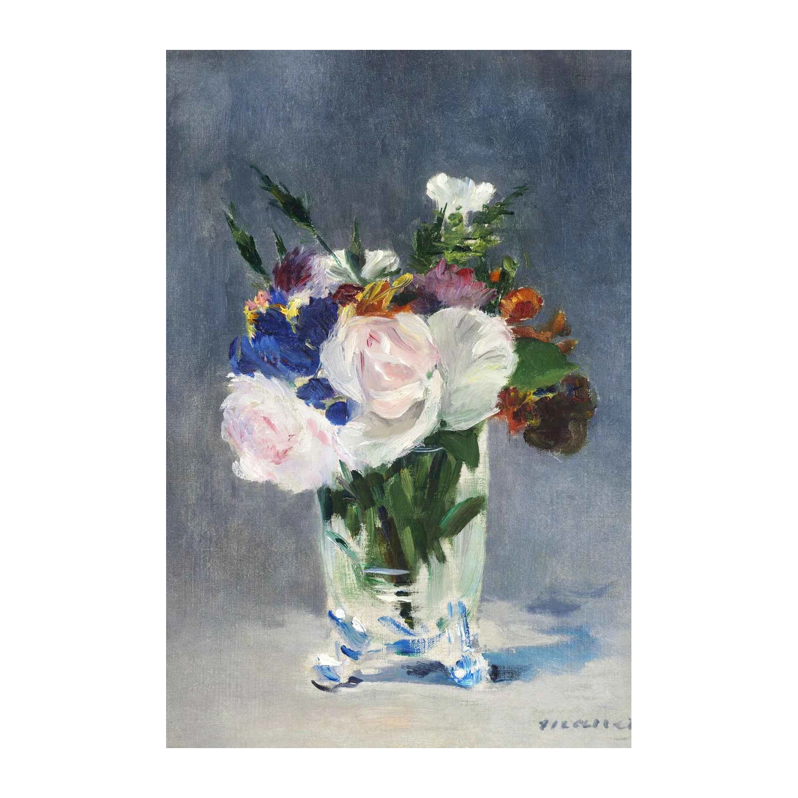 Impressionist Floral Bouquet on Gray Wall Art