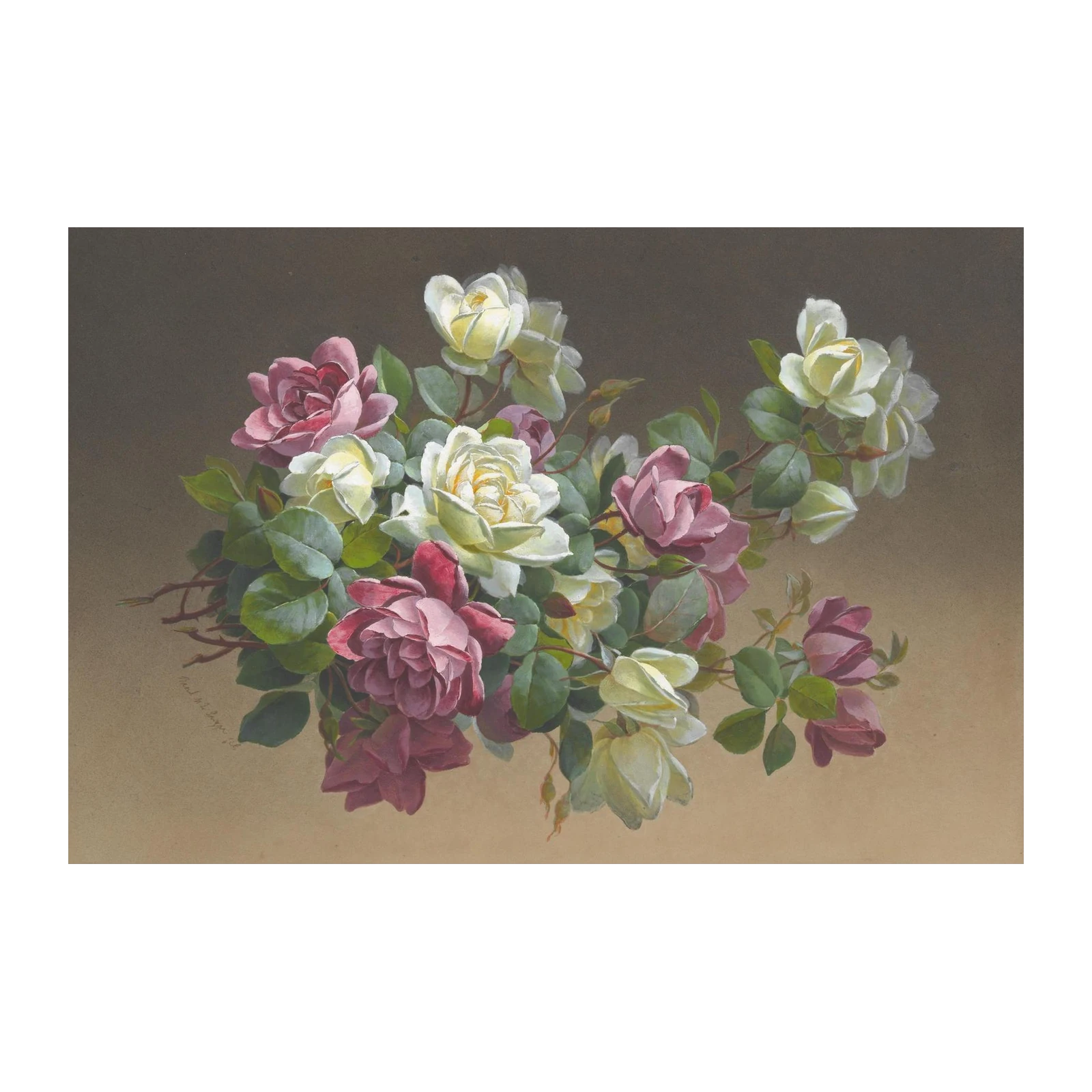 Vintage Rose Bouquet Wall Art