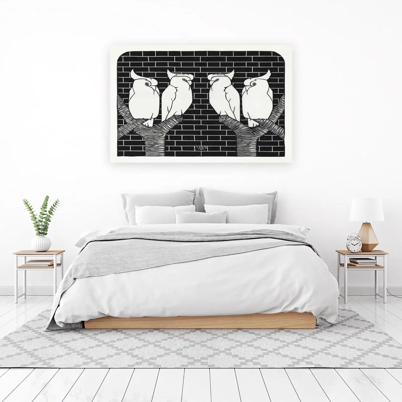 Four Cockatoos on Branches Wall Art