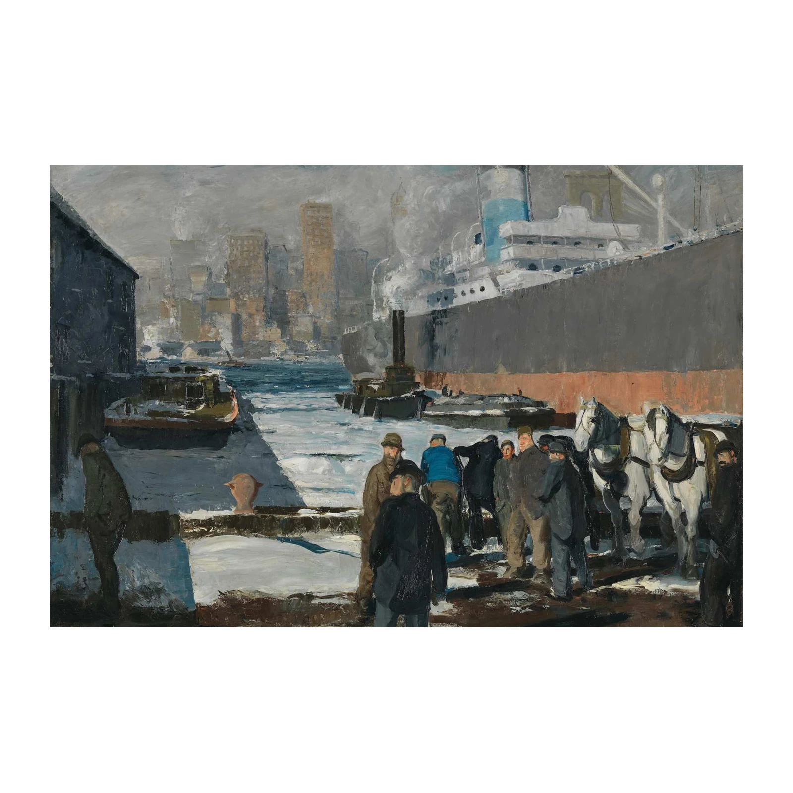Vintage Harbor Scene Horse & Ship Wall Art