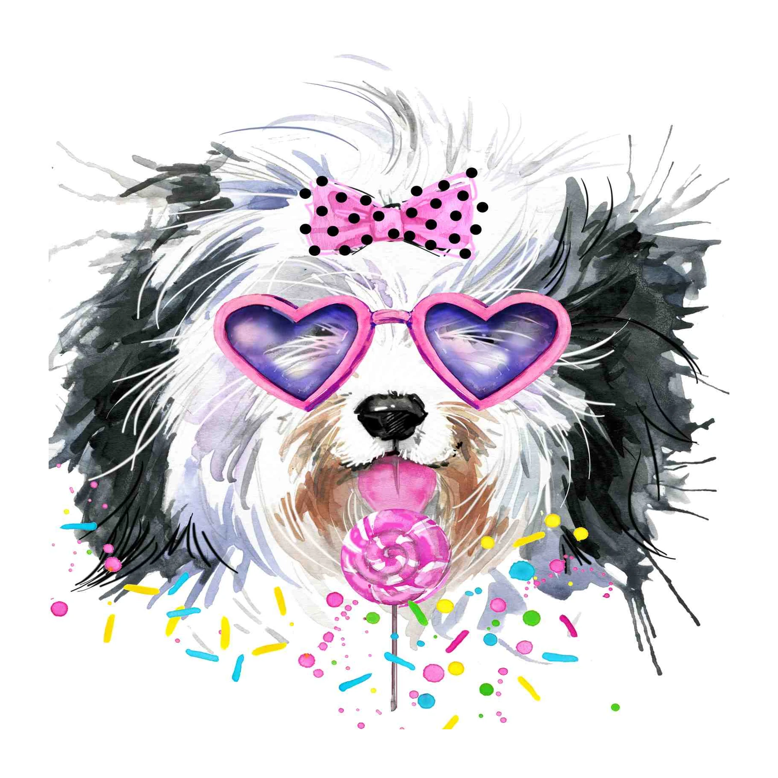 Cute Dog with Heart Glasses Wall Art