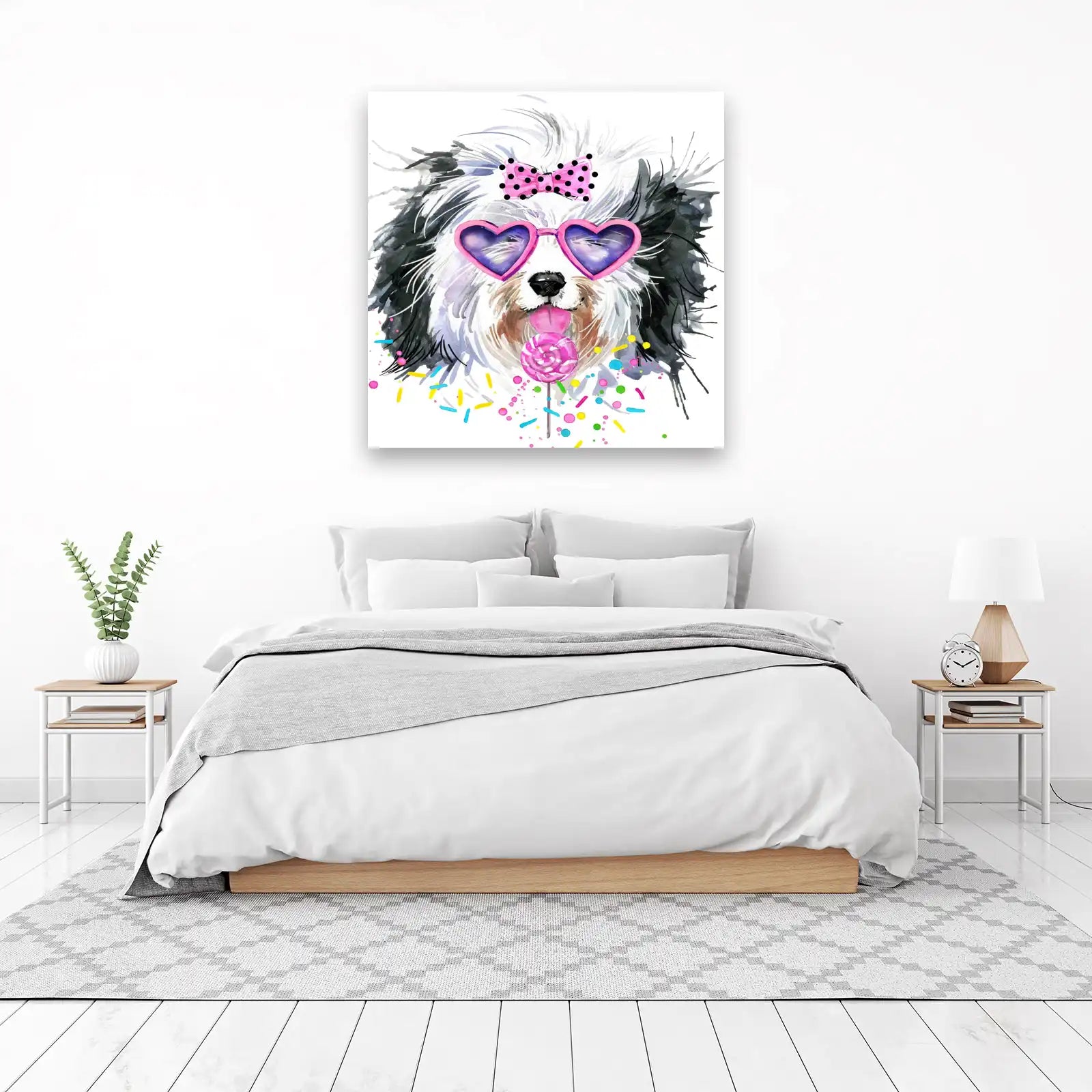 Cute Dog with Heart Glasses Wall Art