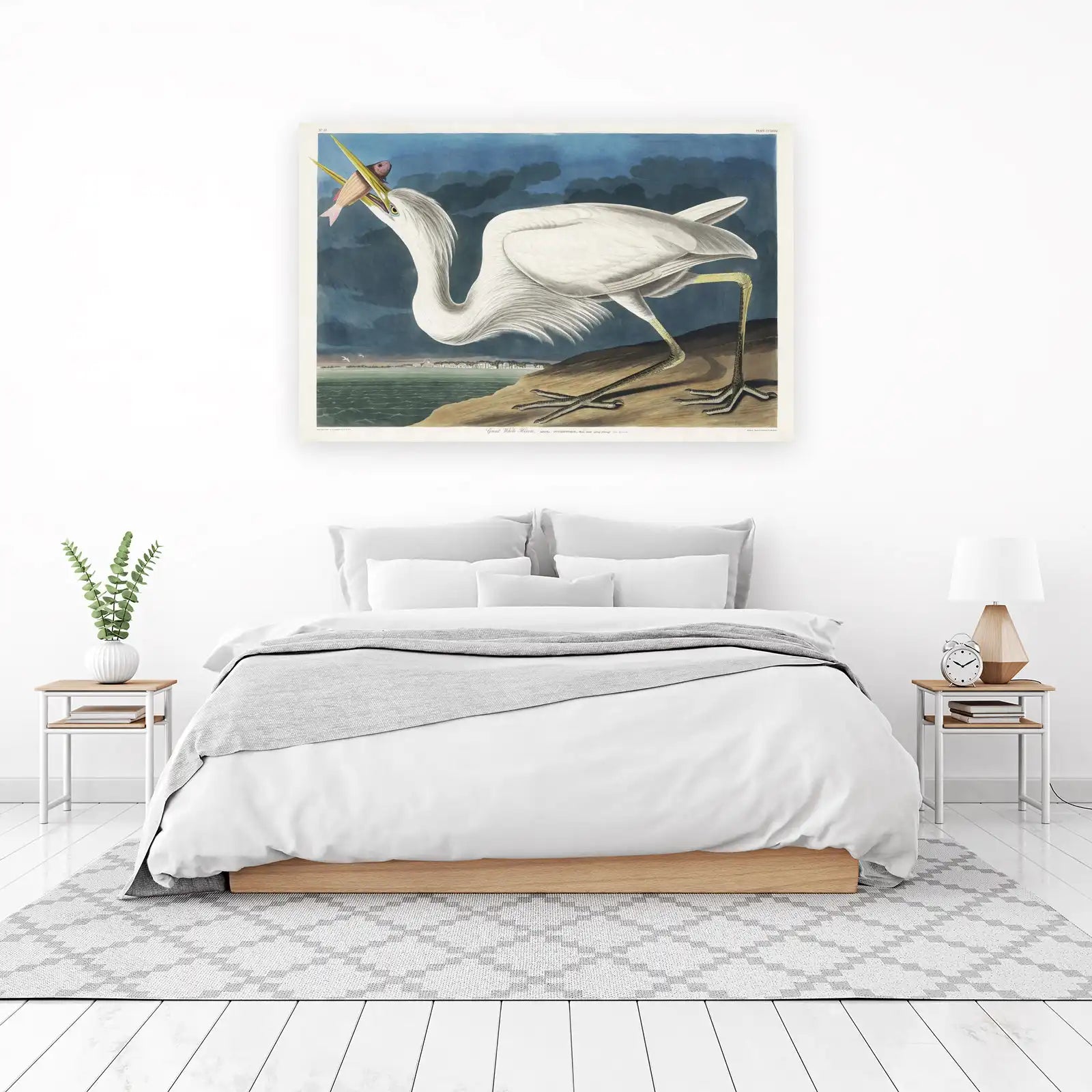 Great White Heron Nature Art Wall Art