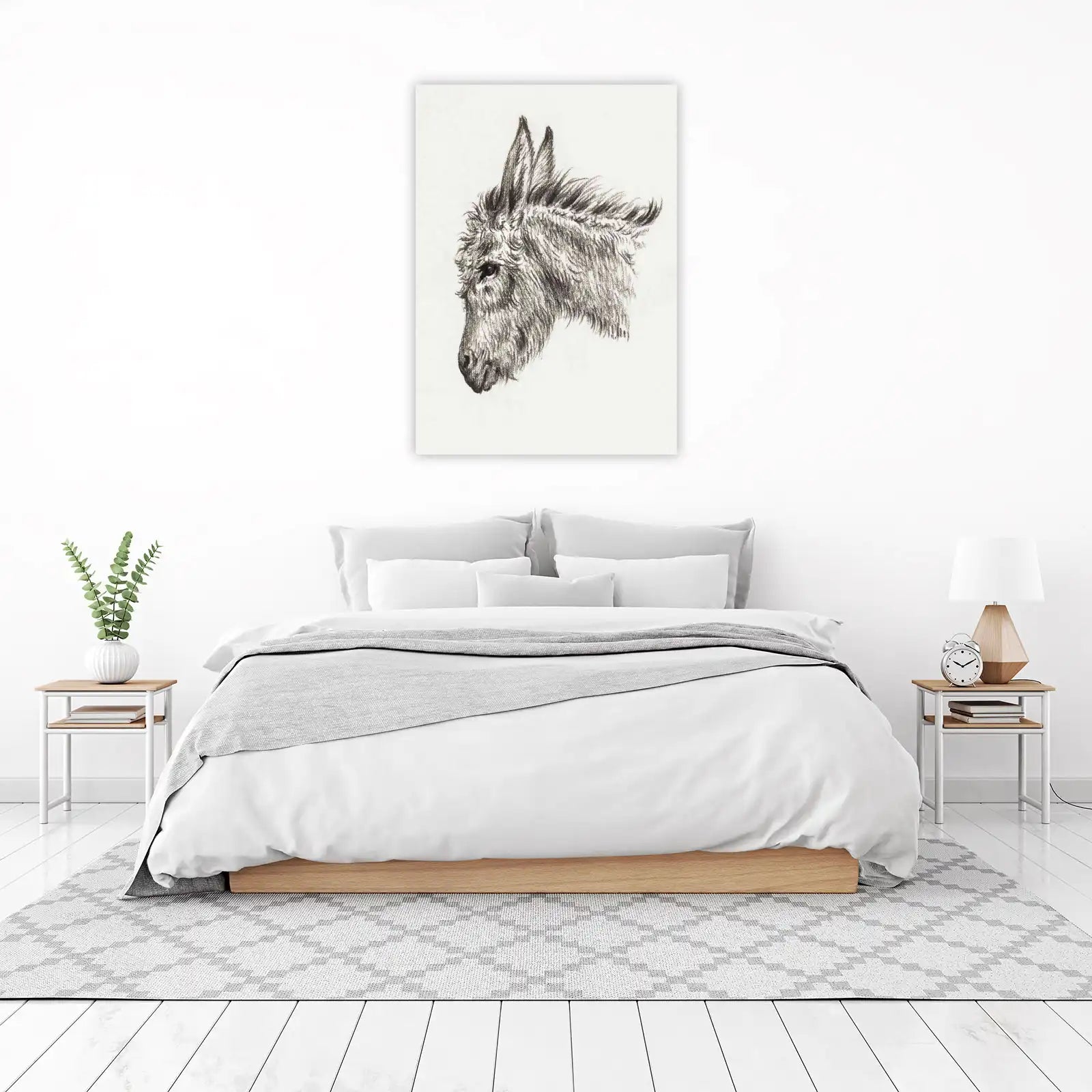 Charcoal Donkey Portrait Wall Art