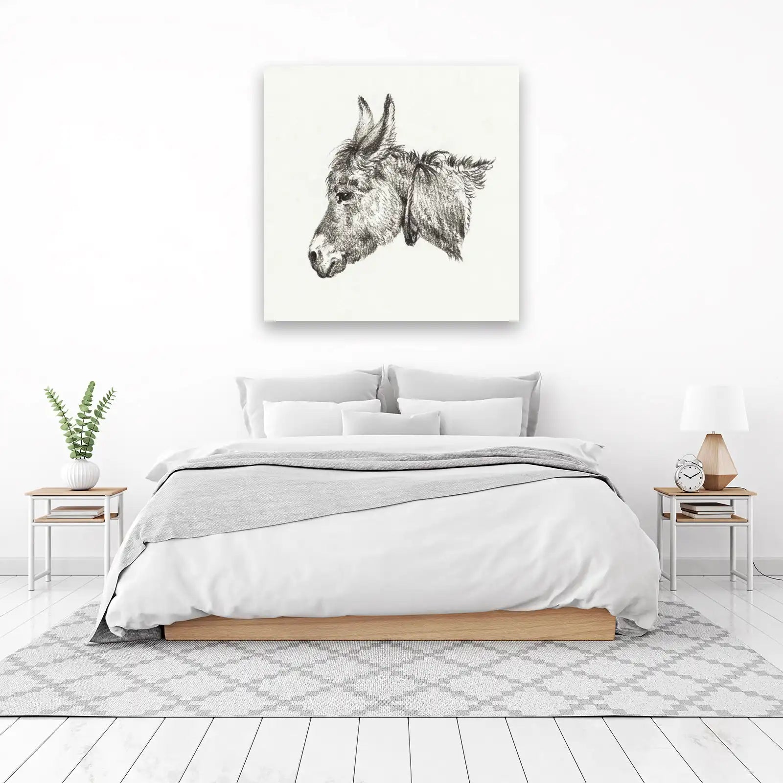 Charming Donkey Portrait Sketch Wall Art
