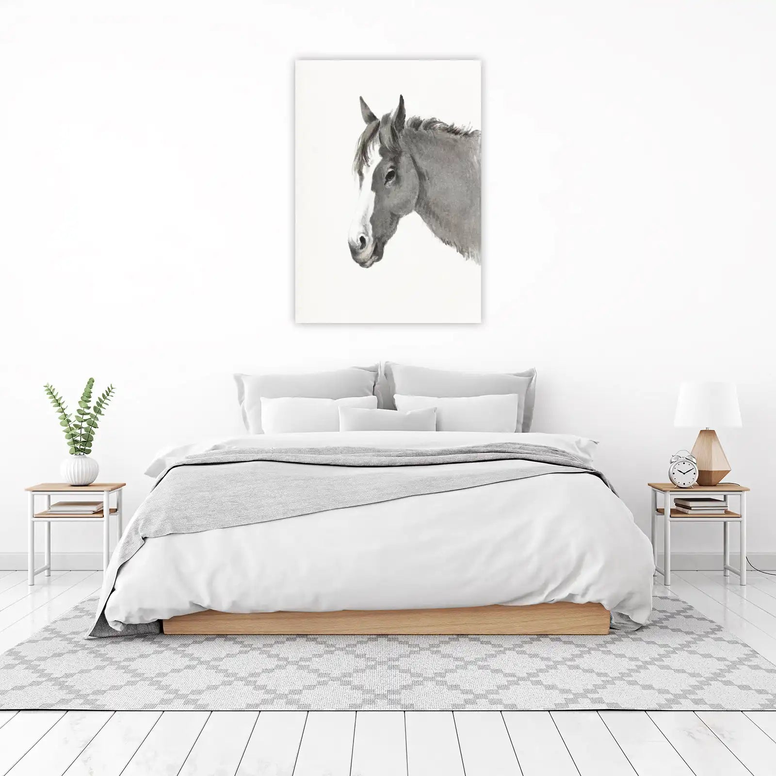 Elegant Horse Portrait Watercolor Wall Art