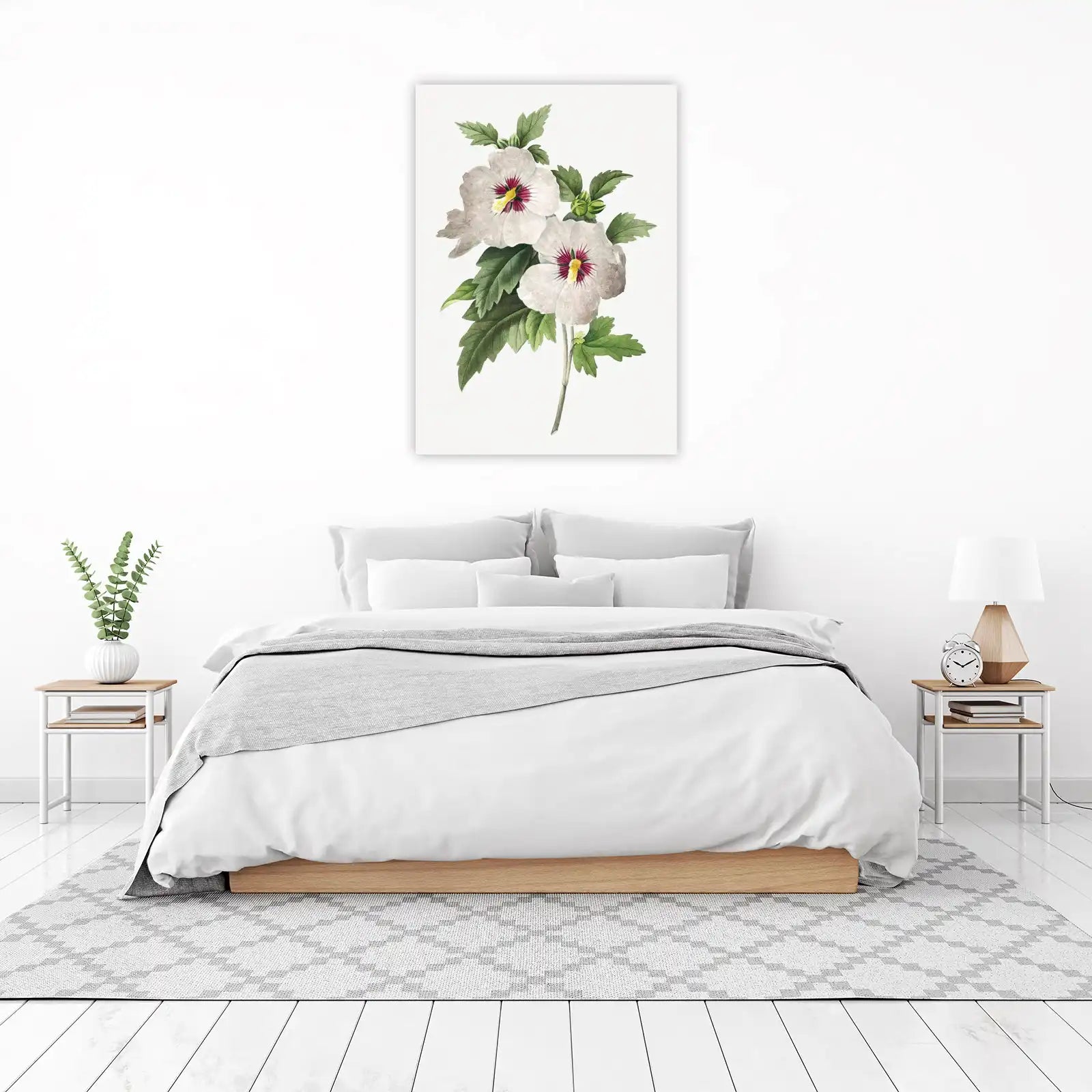 Vintage White Hibiscus Botanical Wall Art