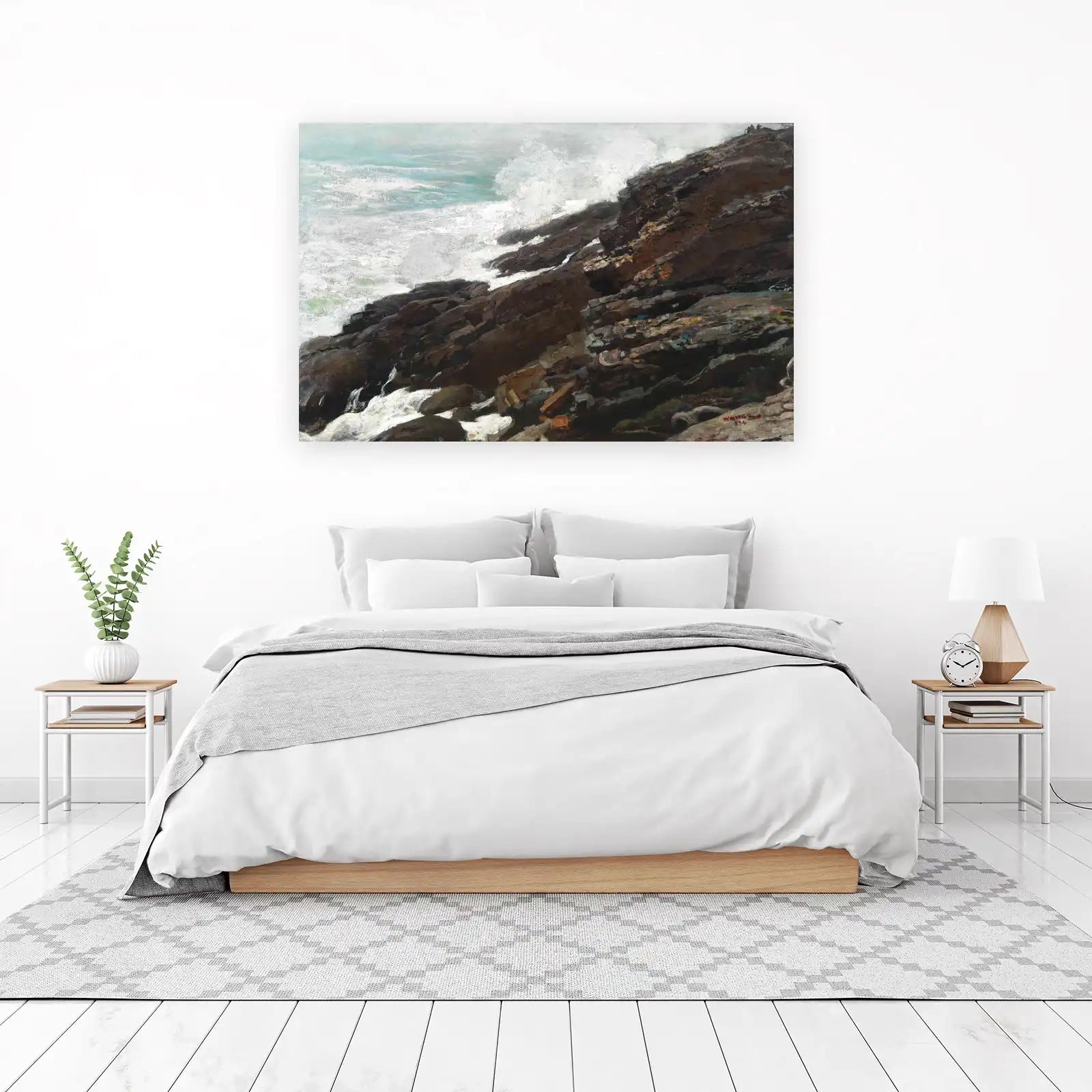Stormy Coastal Rocks Seascape Wall Art
