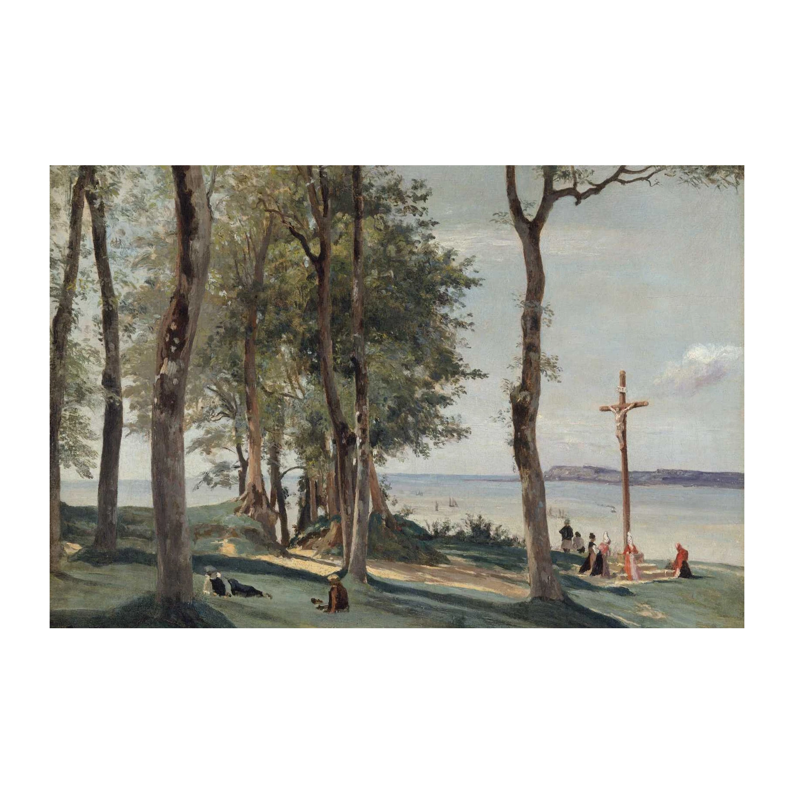 Tranquil Landscape with Crucifixion Wall Art
