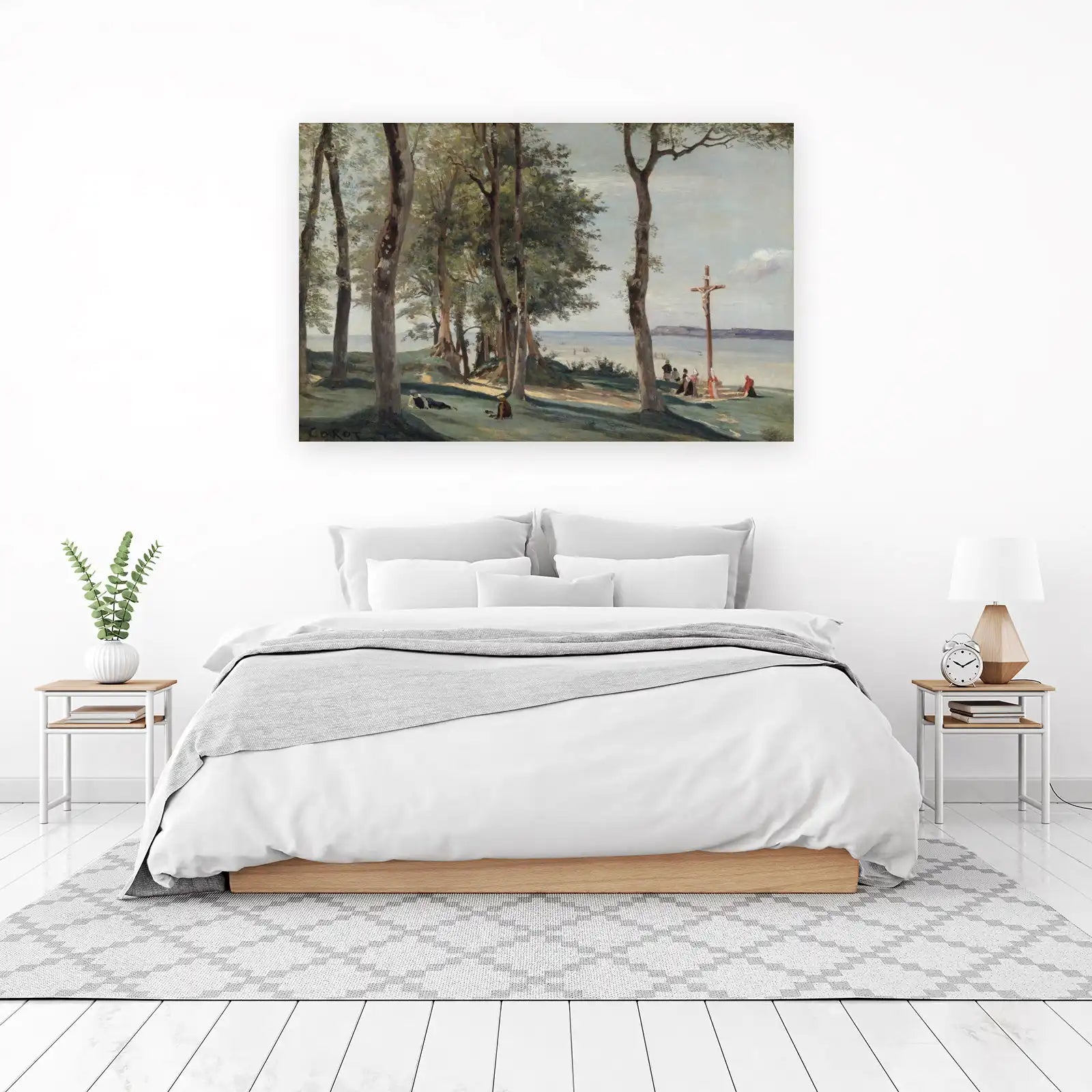 Tranquil Landscape with Crucifixion Wall Art