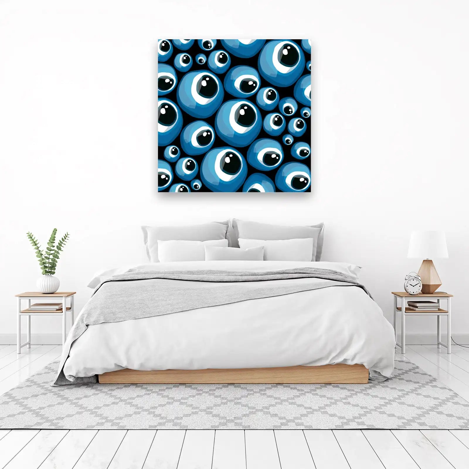 Blue Evil Eye Pattern Wall Art