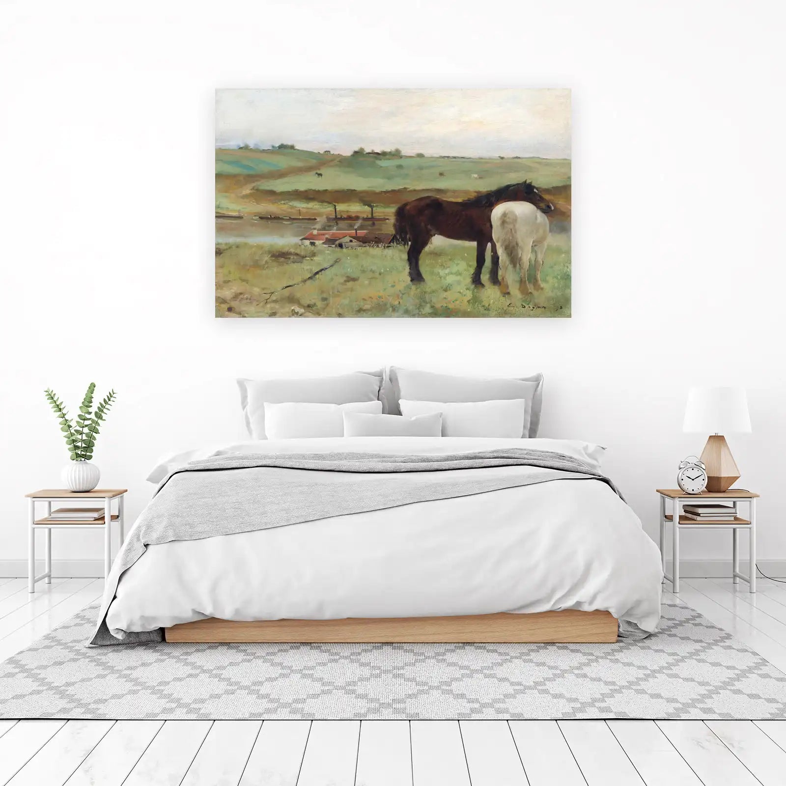 Horses by the River Landscape Wall Art