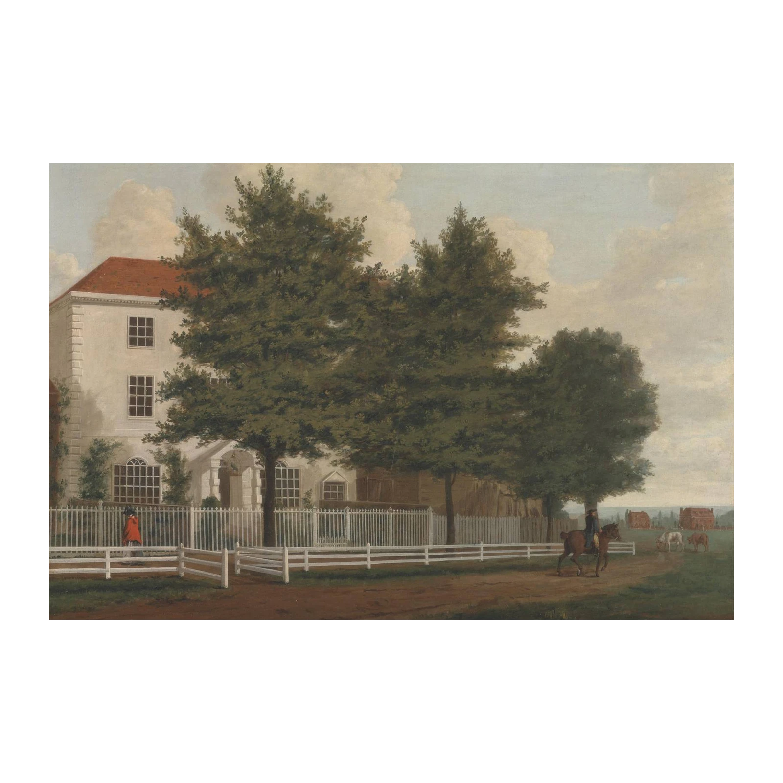 Elegant Estate Landscape Oil Painting Wall Art