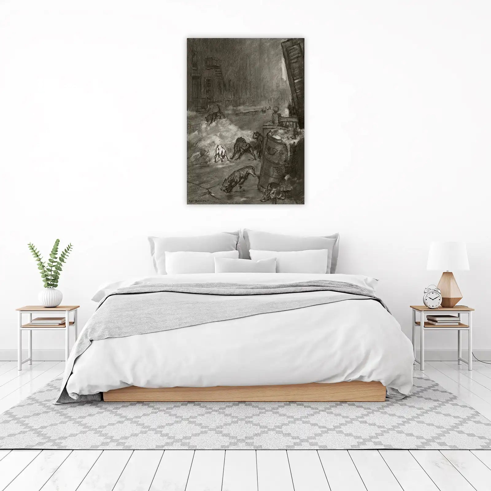 Urban Wolves Charcoal Sketch Wall Art