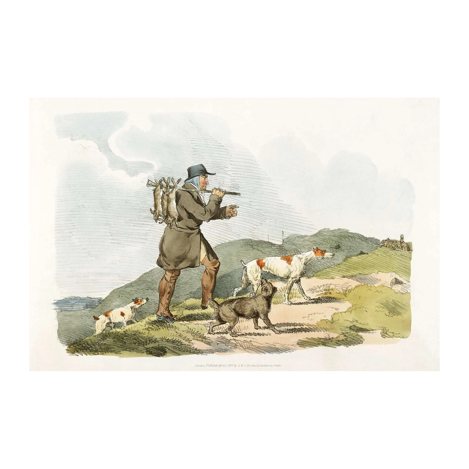 Hunter with Dogs Vintage Countryside Wall Art