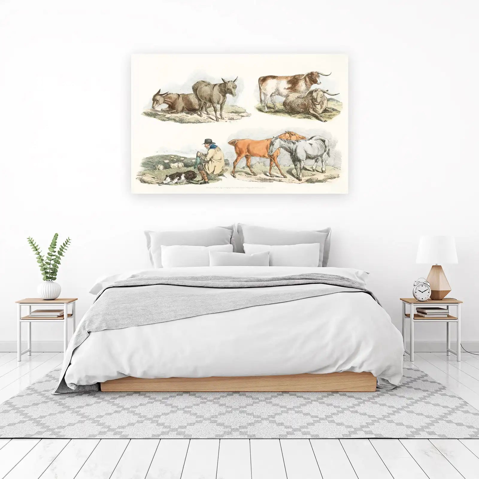 Vintage Farm Animals & Shepherd Wall Art