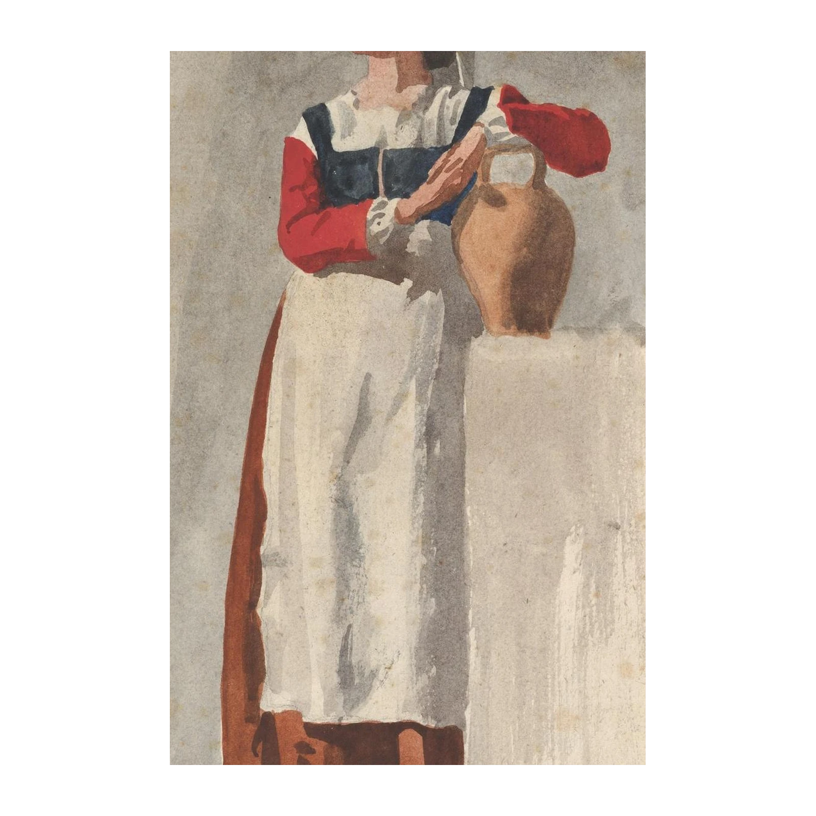 Elegant Woman with Jug Vintage Art Wall Art