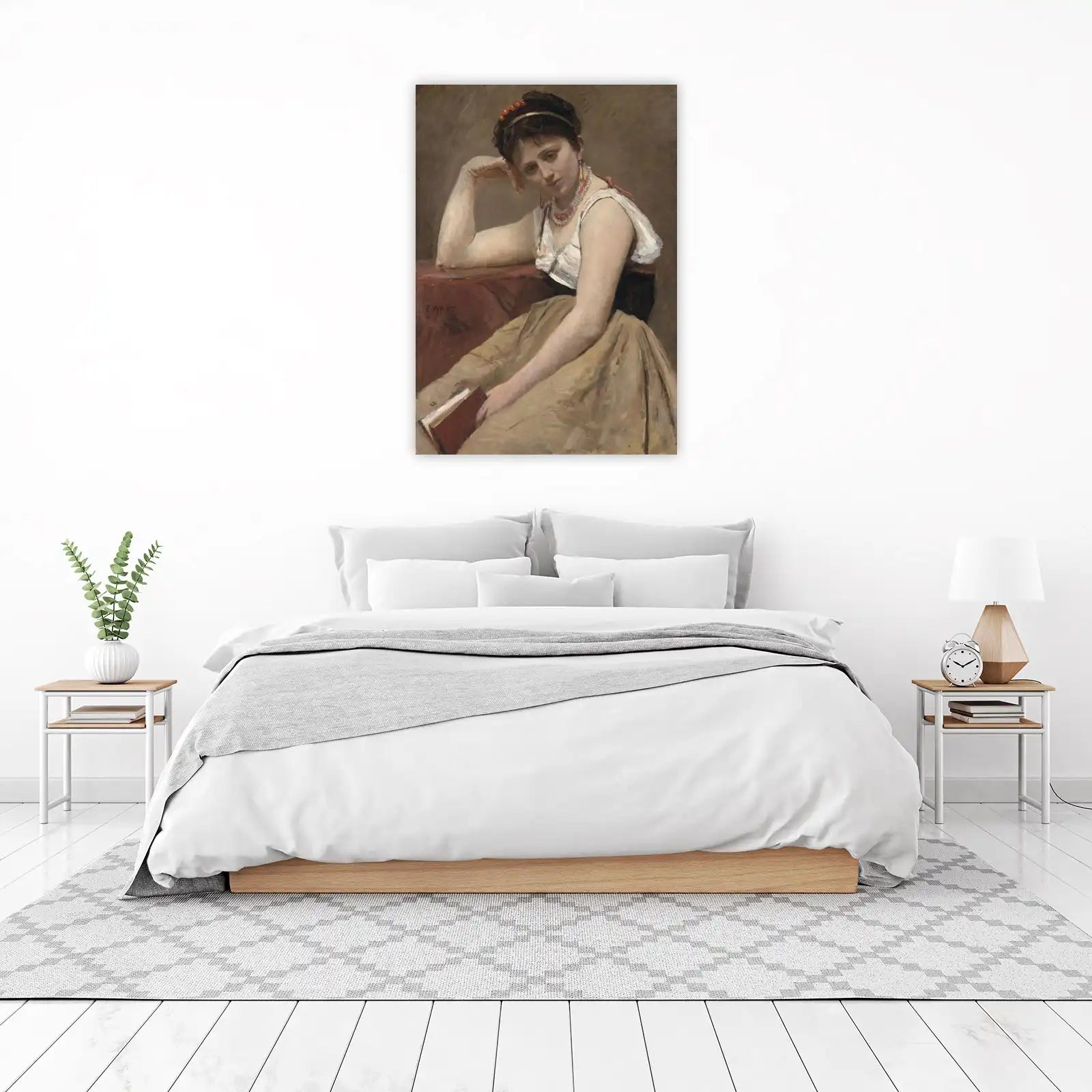 Corot Woman Reading Thoughtful Wall Art