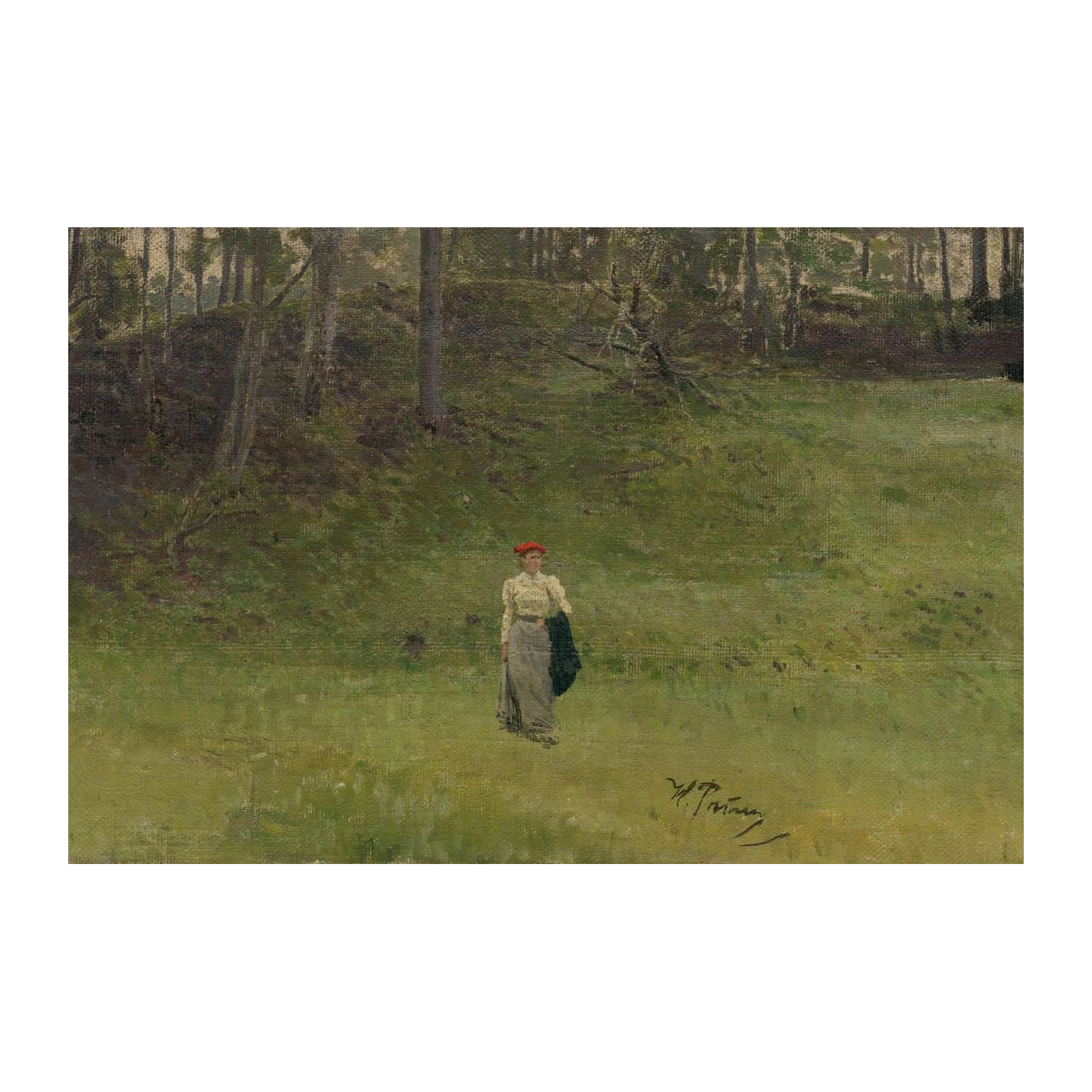 Impressionist Woman in Red Hat Wall Art