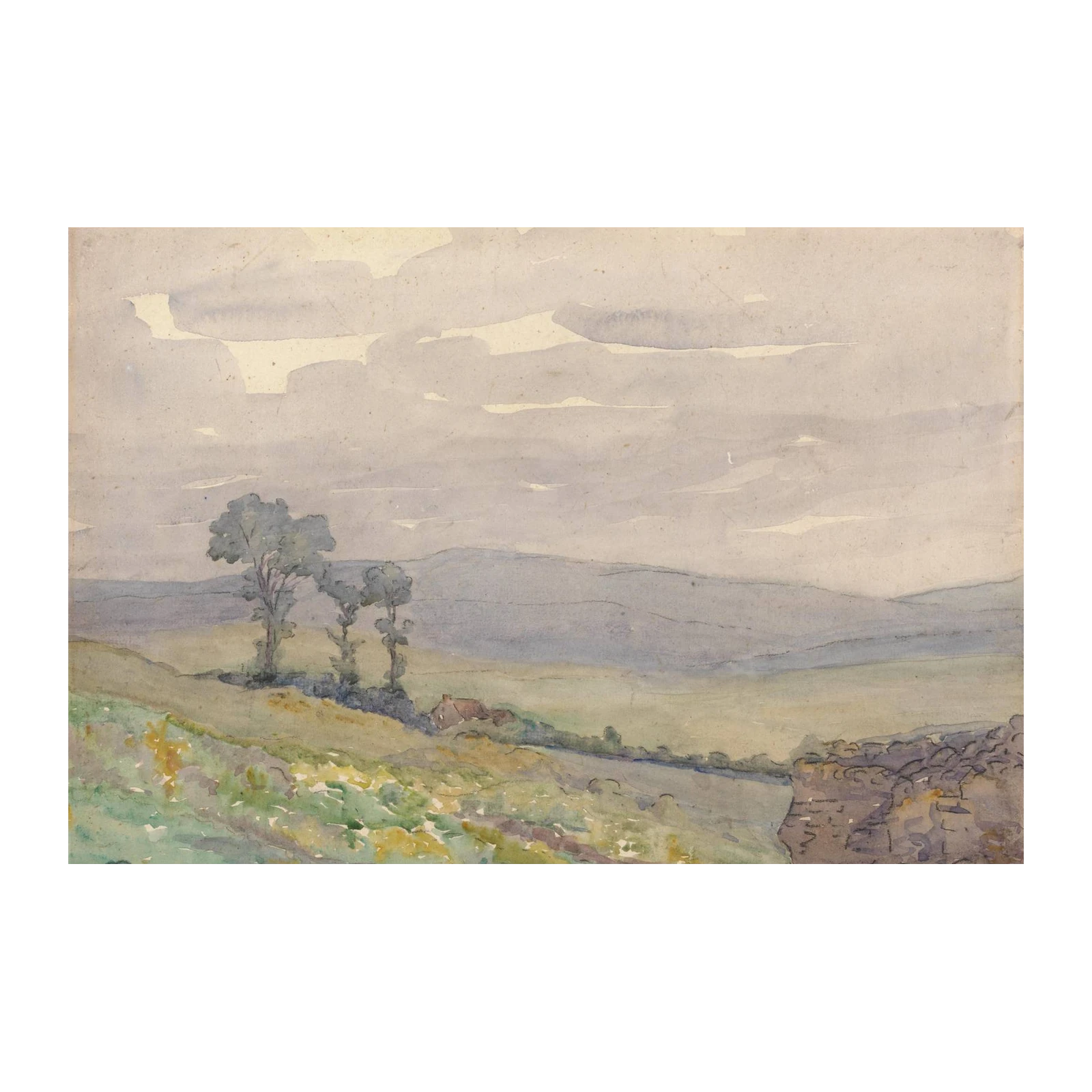 Serene Countryside Watercolor Wall Art