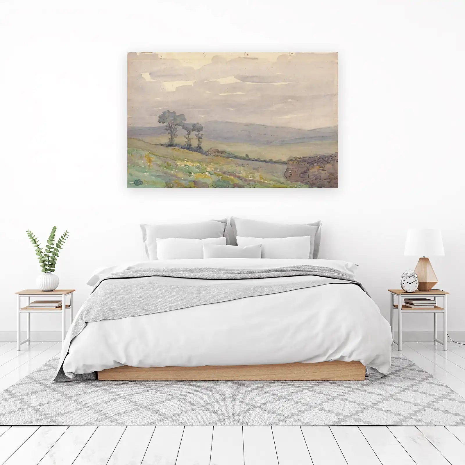 Serene Countryside Watercolor Wall Art