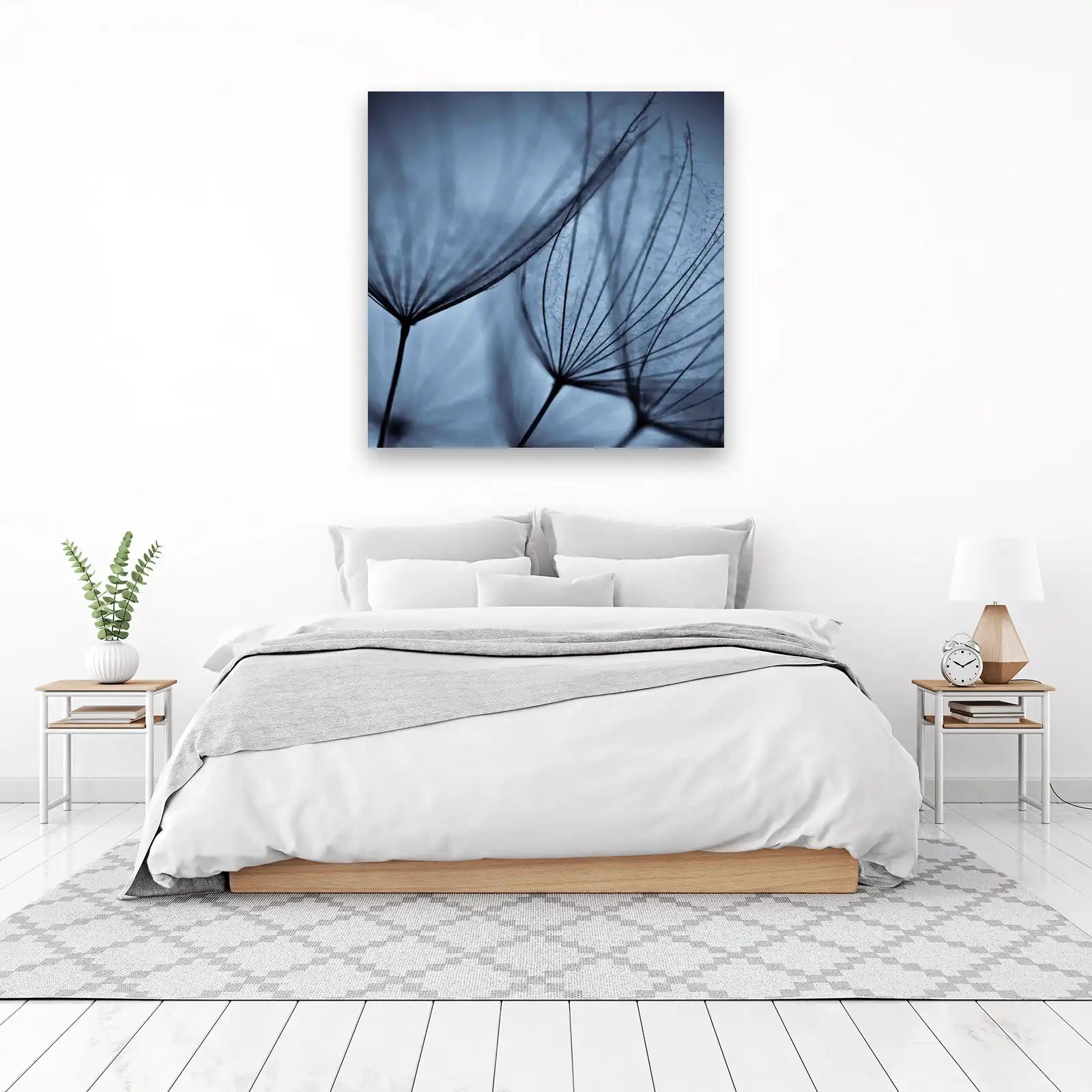 Serene Dandelion Wishes Blue Wall Art