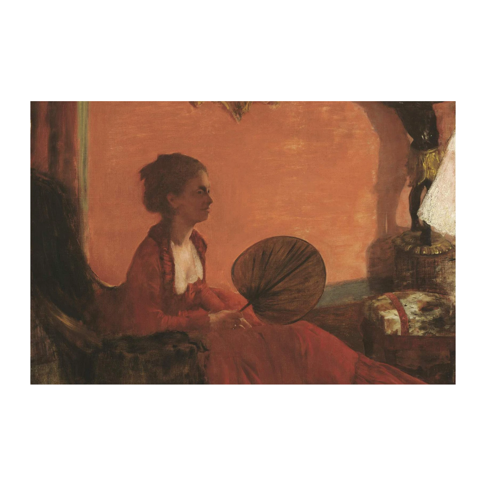 Elegant Woman Red Dress Fan Wall Art