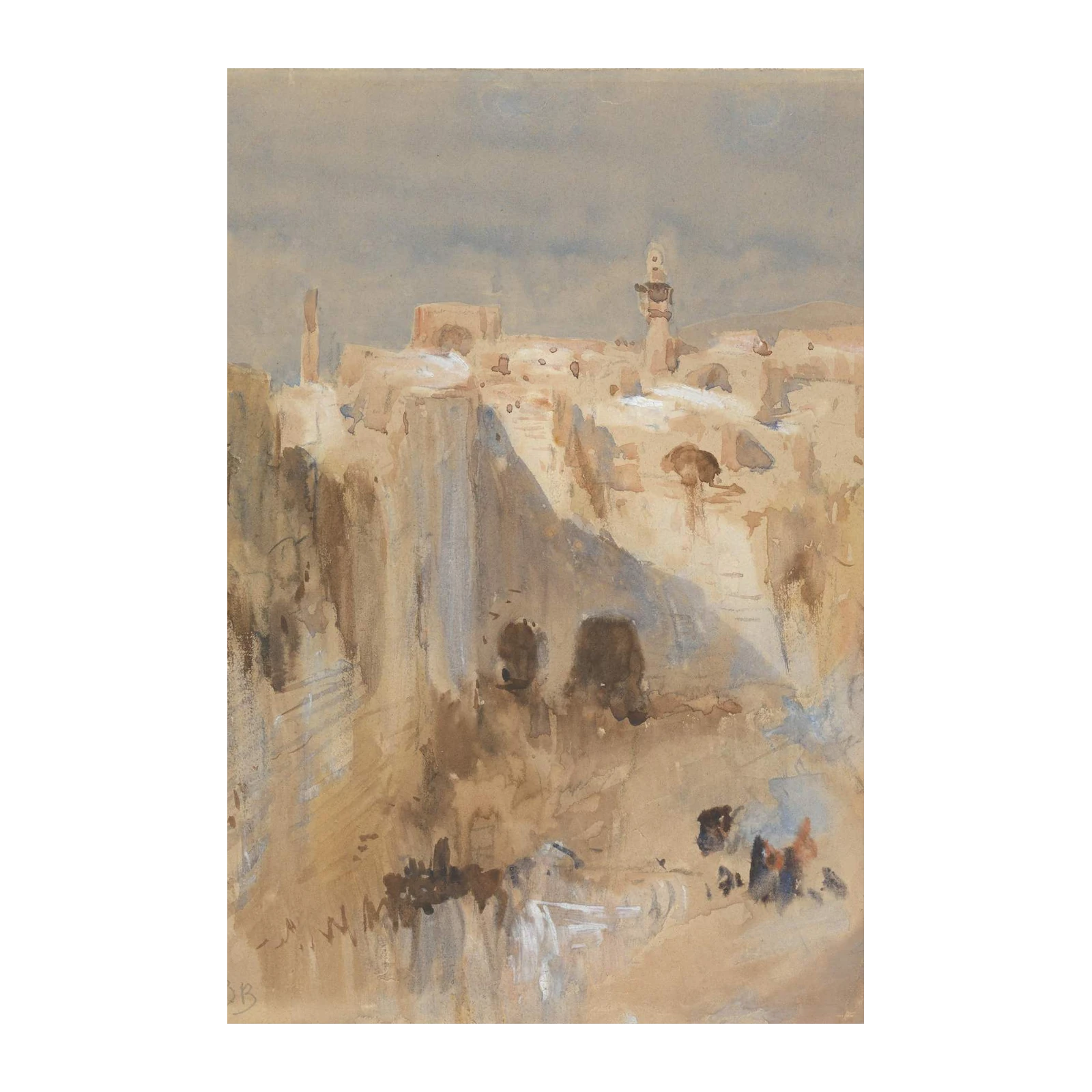 Ancient Cityscape Watercolor Wall Art