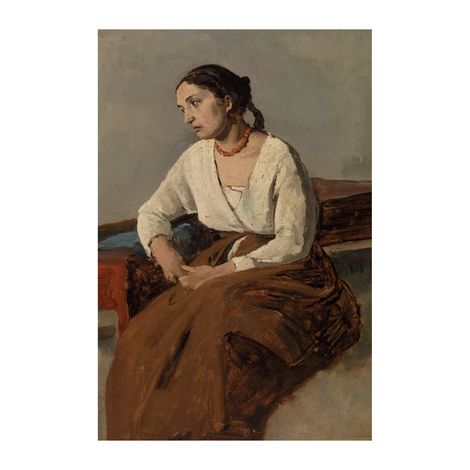 Serene Woman Portrait Oil Painting Wall Art