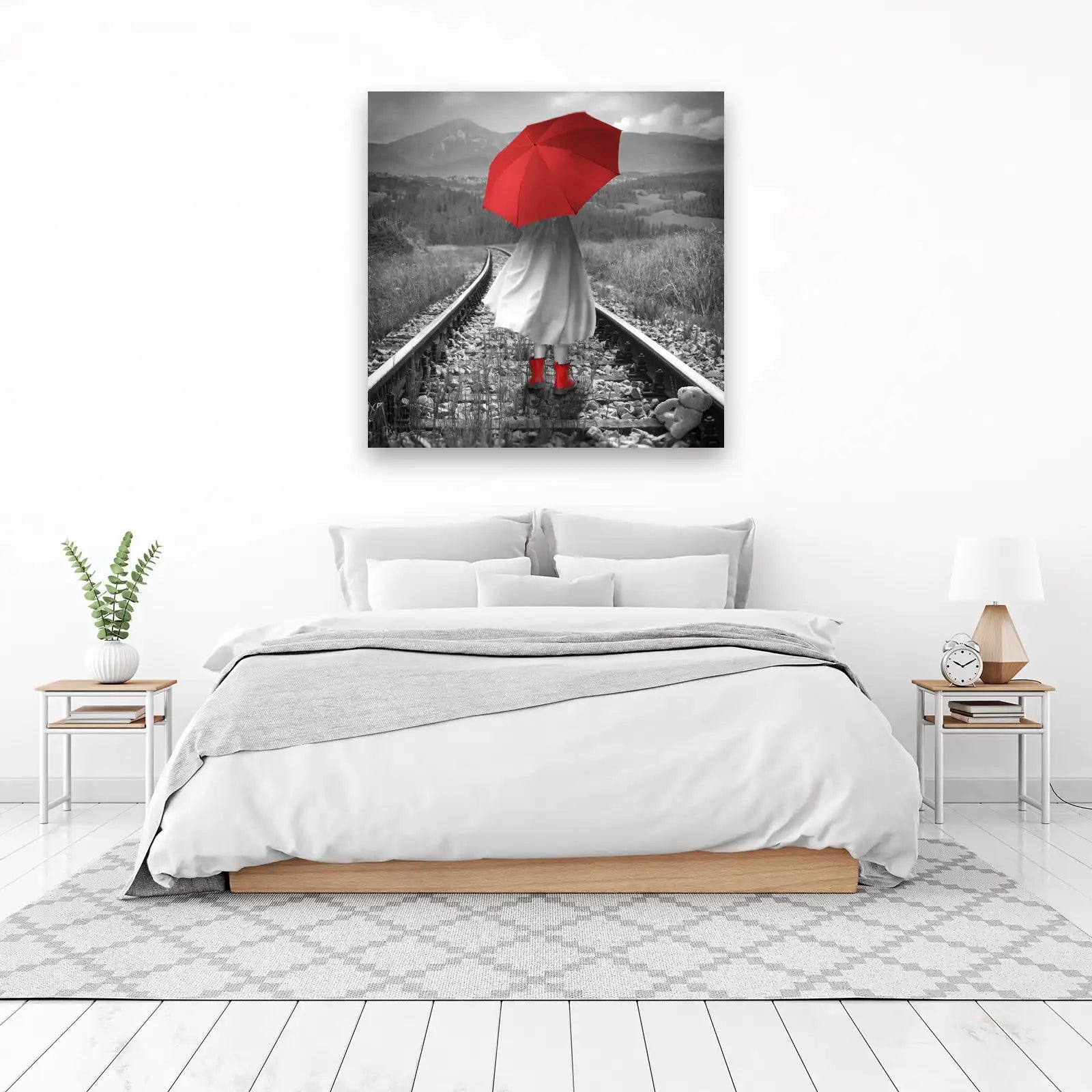 Vibrant Red Umbrella Adventure Wall Art