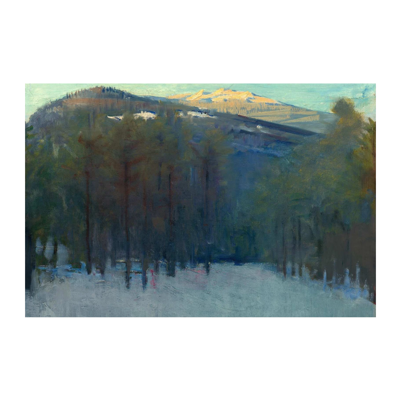 Golden Mountain Dusk Landscape Wall Art