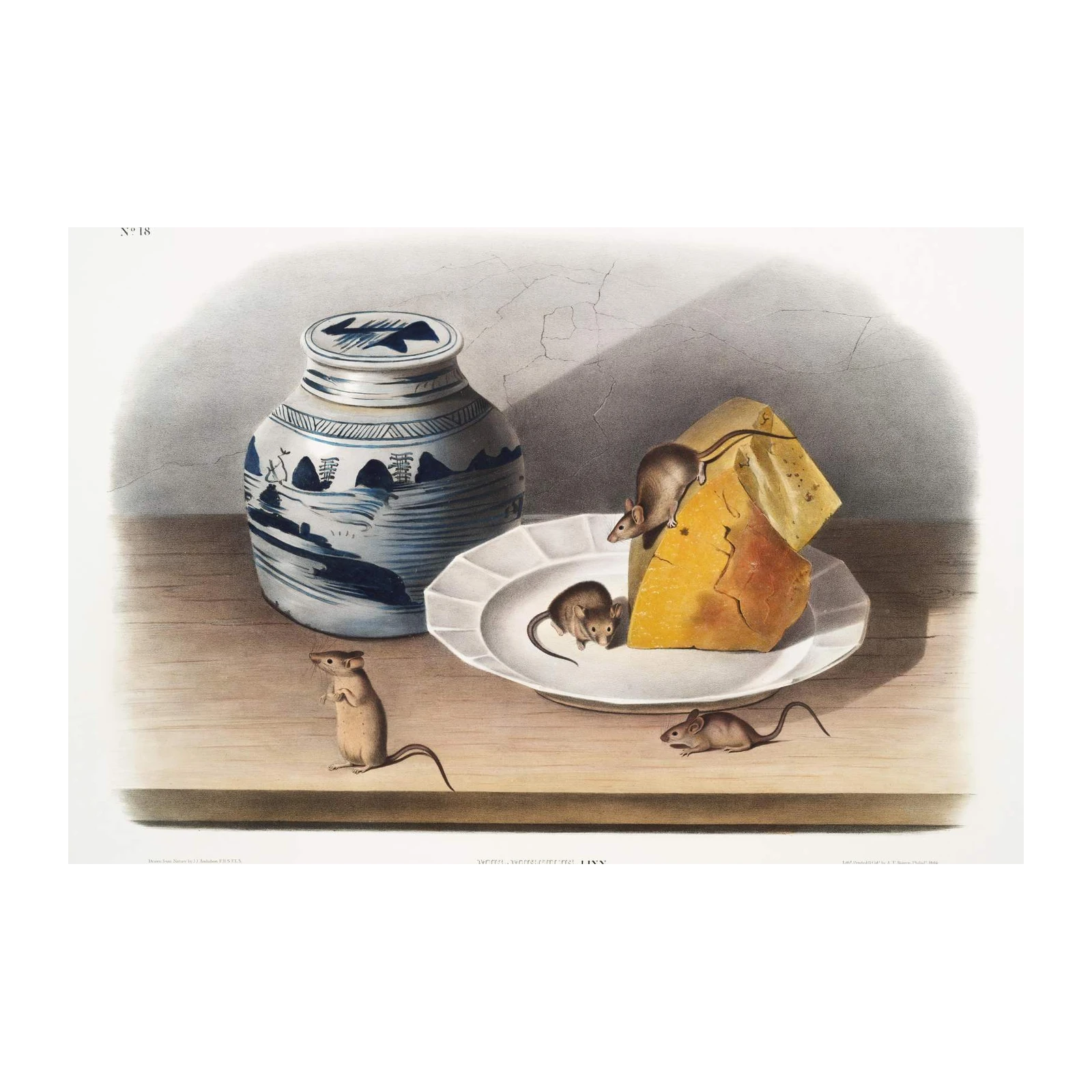 Charming Mice & Cheese Vintage Still Life Wall Art