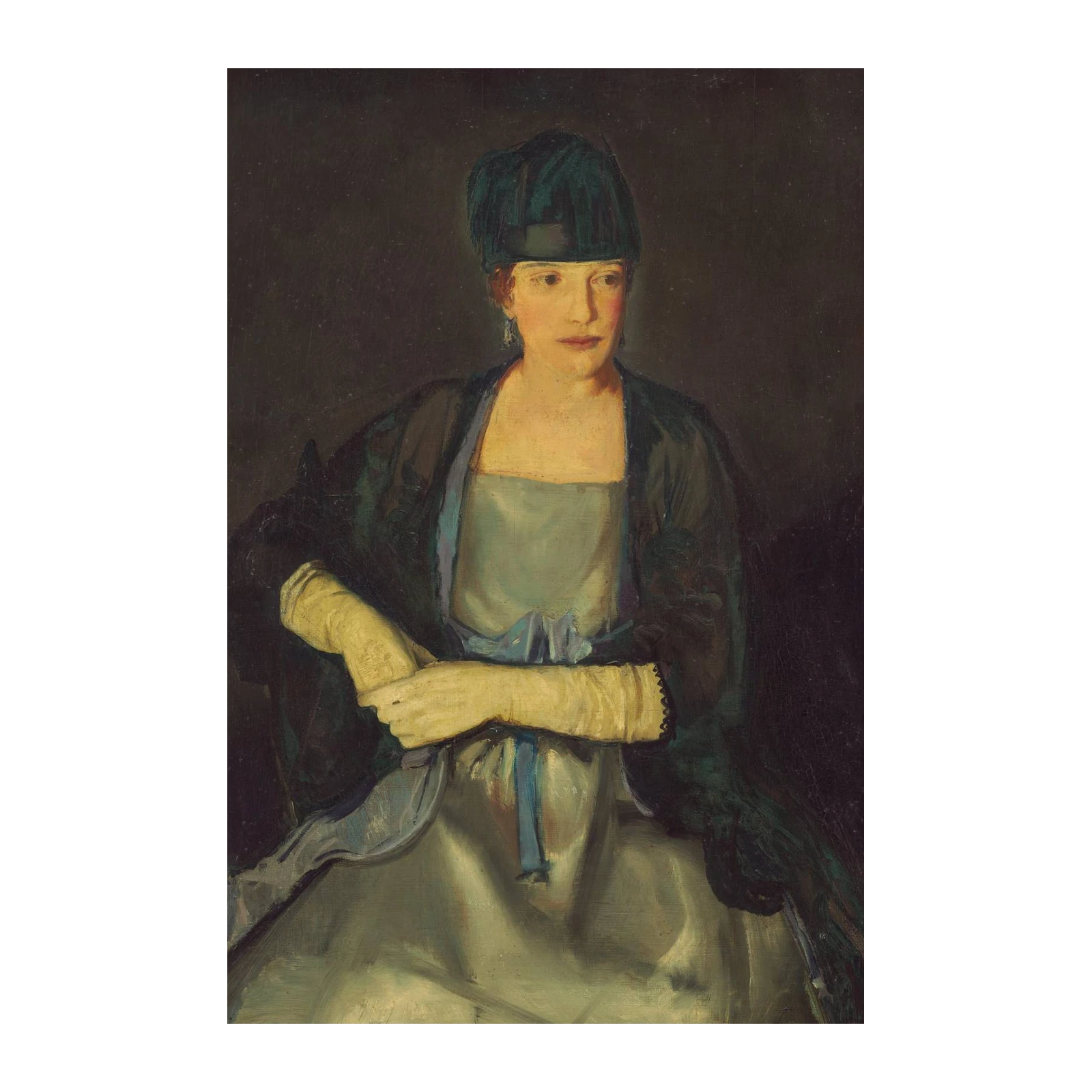 Elegant Portrait of a Woman in Green Hat Wall Art