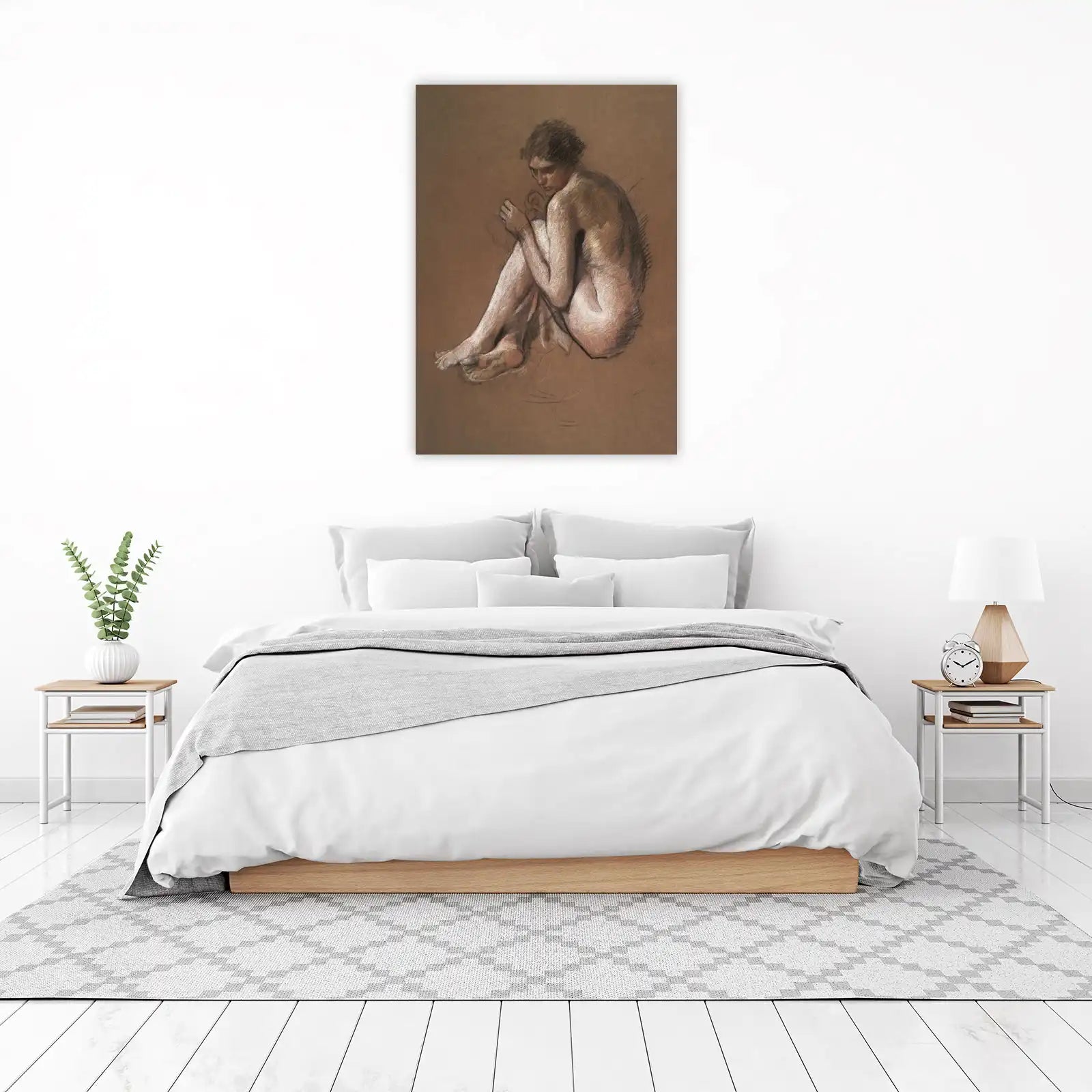 Seated Figure Study Charcoal Wall Art